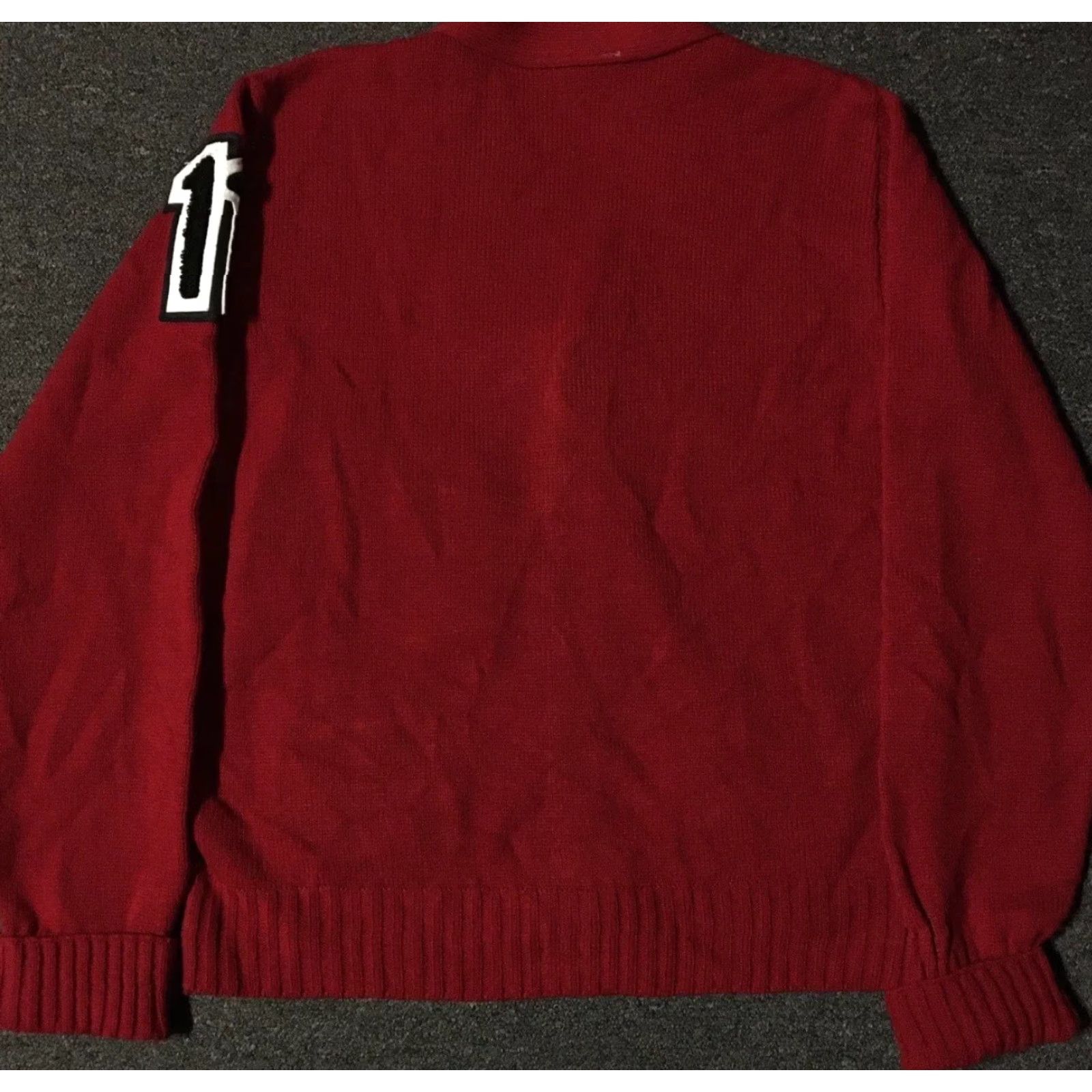 Vintage VINTAGE Track & Field Sweater Shirt Mens S Red 90s 80s Varsity Letterman Knit Cardigan Football College USA Summer/Autumn/ Winter Size US S / EU 44-46 / 1 - 6 Thumbnail
