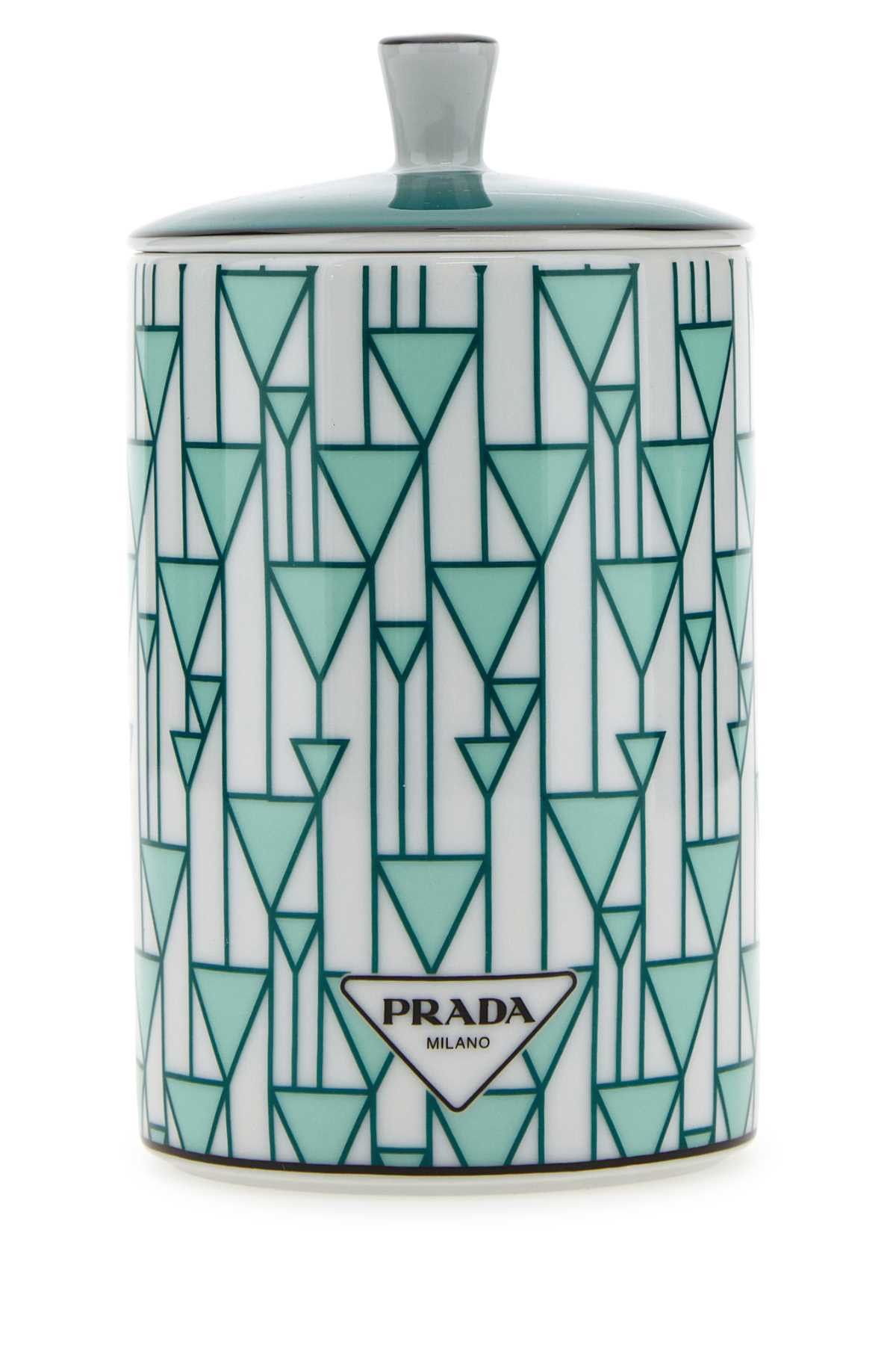 image of Prada Embellished Porcelain Candle in Printed, Men's