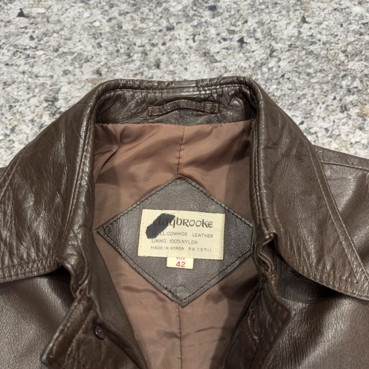Vintage 70s Claybrooke Cowhide Brown Leather Mod Style Jacket Size US L / EU 52-54 / 3 - 3 Thumbnail