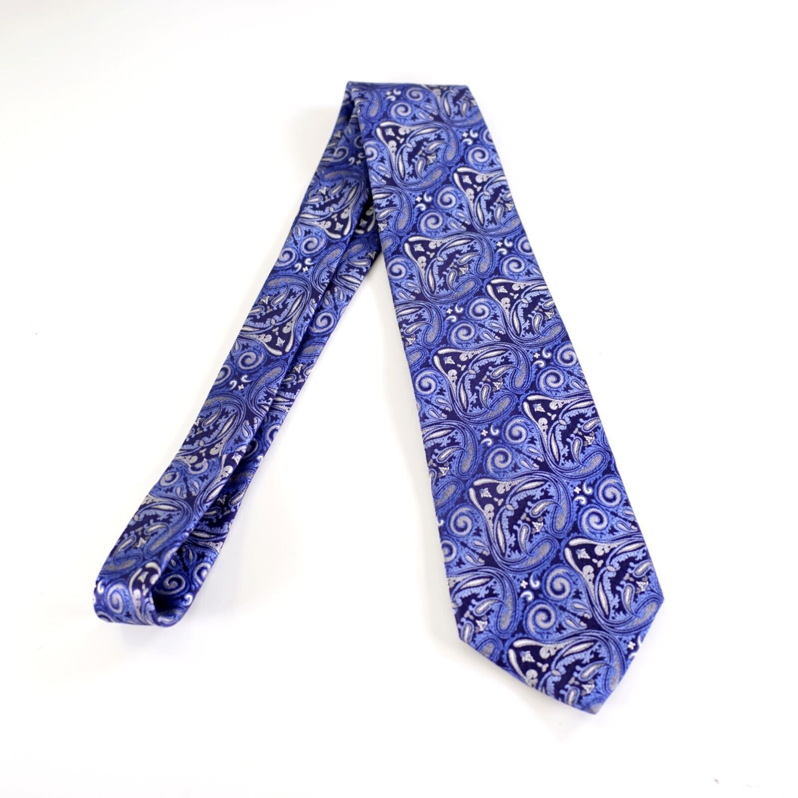 Van Heusen Van Heusen Blue Paisley Woven Silk Tie Size ONE SIZE - 6 Thumbnail