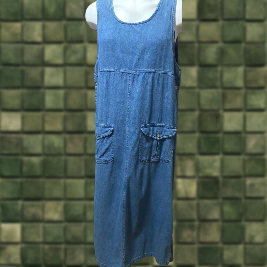 VINTAGE Blue J Womens Overalls Dress Cotton Denim Pinafore 90s
