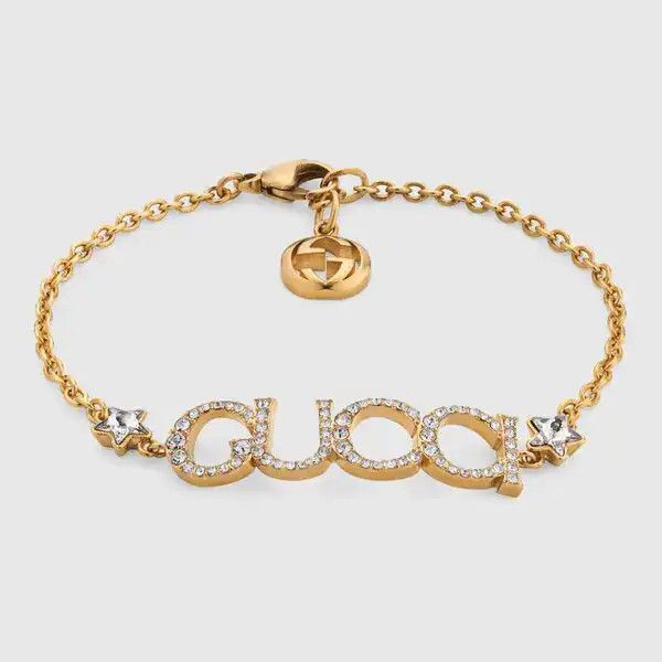 Gucci oc11z0126 Size: OS / Script Crystal Bracelet In Gold Size ONE SIZE - 1 Thumbnail