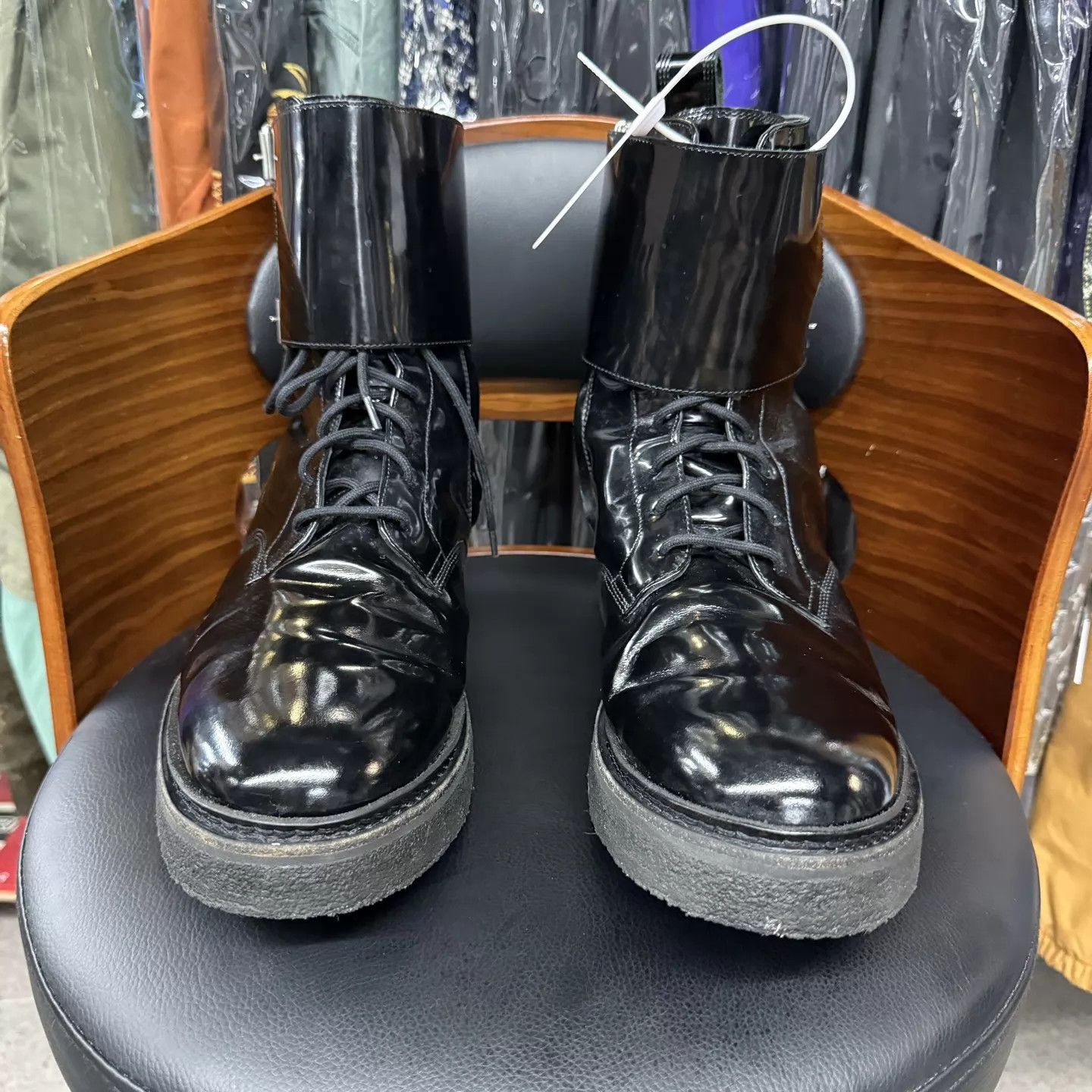 Balmain Balmain x H&M Limited Black Patent Leather Boots Size US 12 / EU 45 - 2 Thumbnail