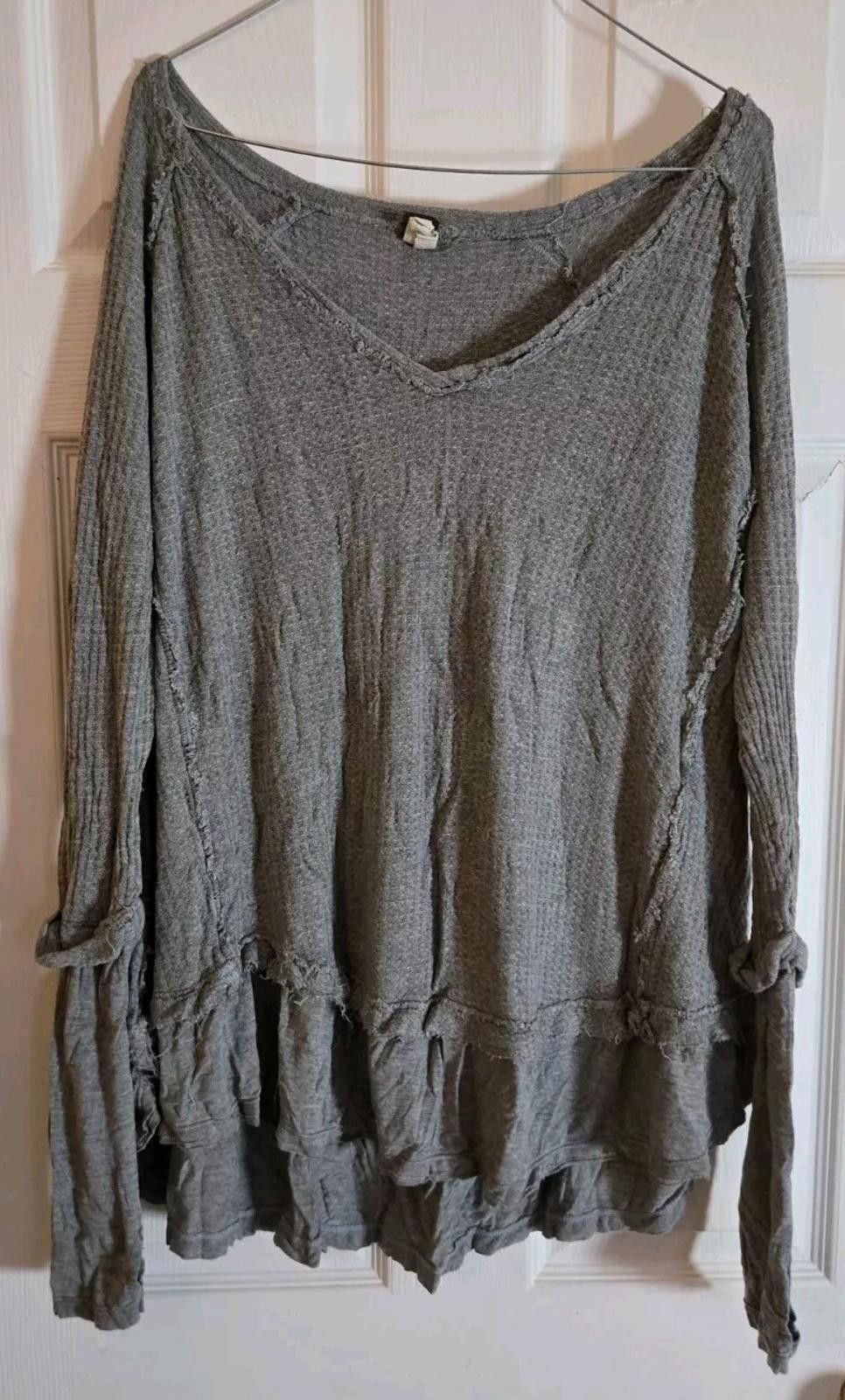 Other We The Free Oversized Long Sleeve Waffle Knit Top Womens Med Size M / US 6-8 / IT 42-44 - 2 Thumbnail