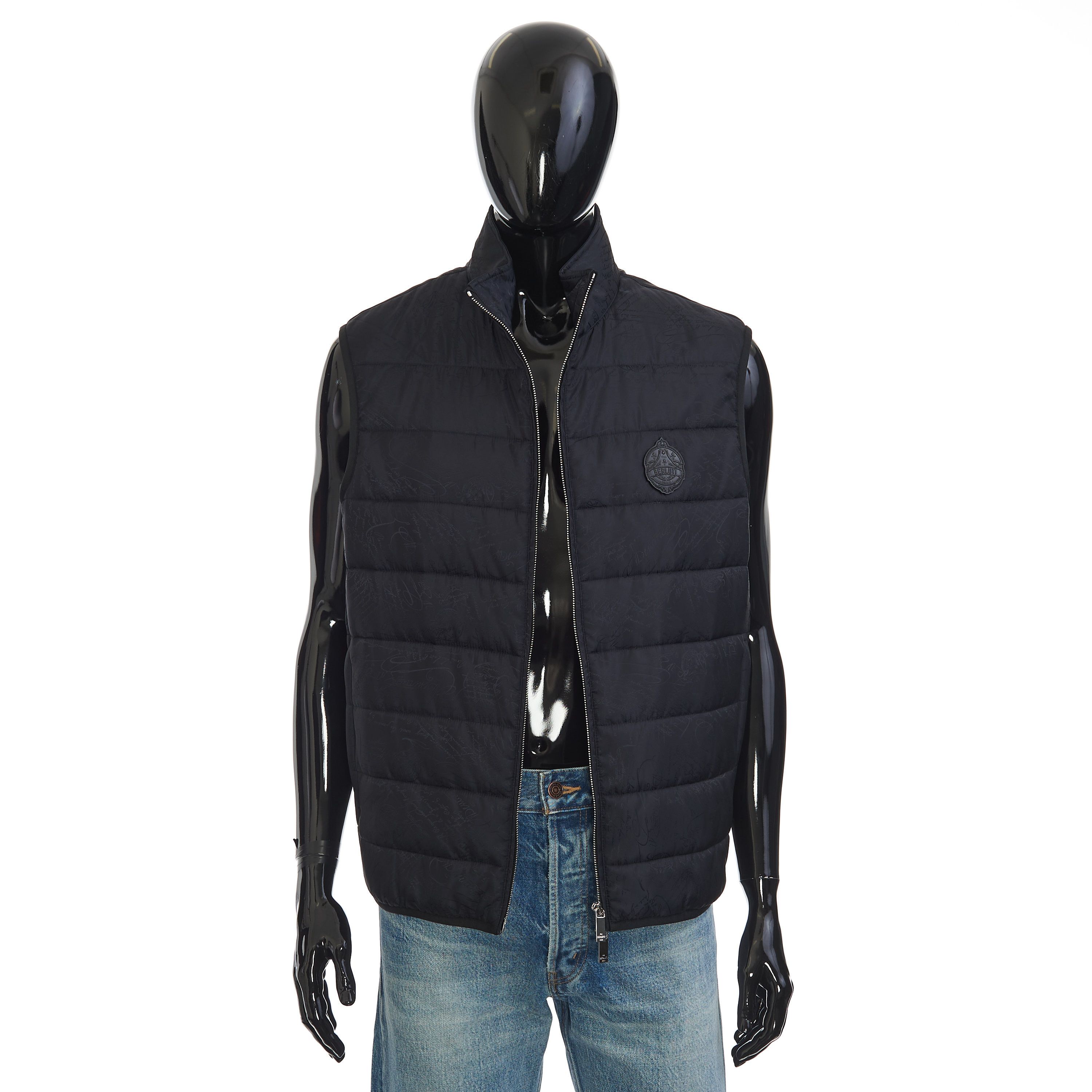 Berluti Gilet / Bodywarmer In Black Quilted Scritto Jacquard Nylon Size US M / EU 48-50 / 2 - 1 Thumbnail