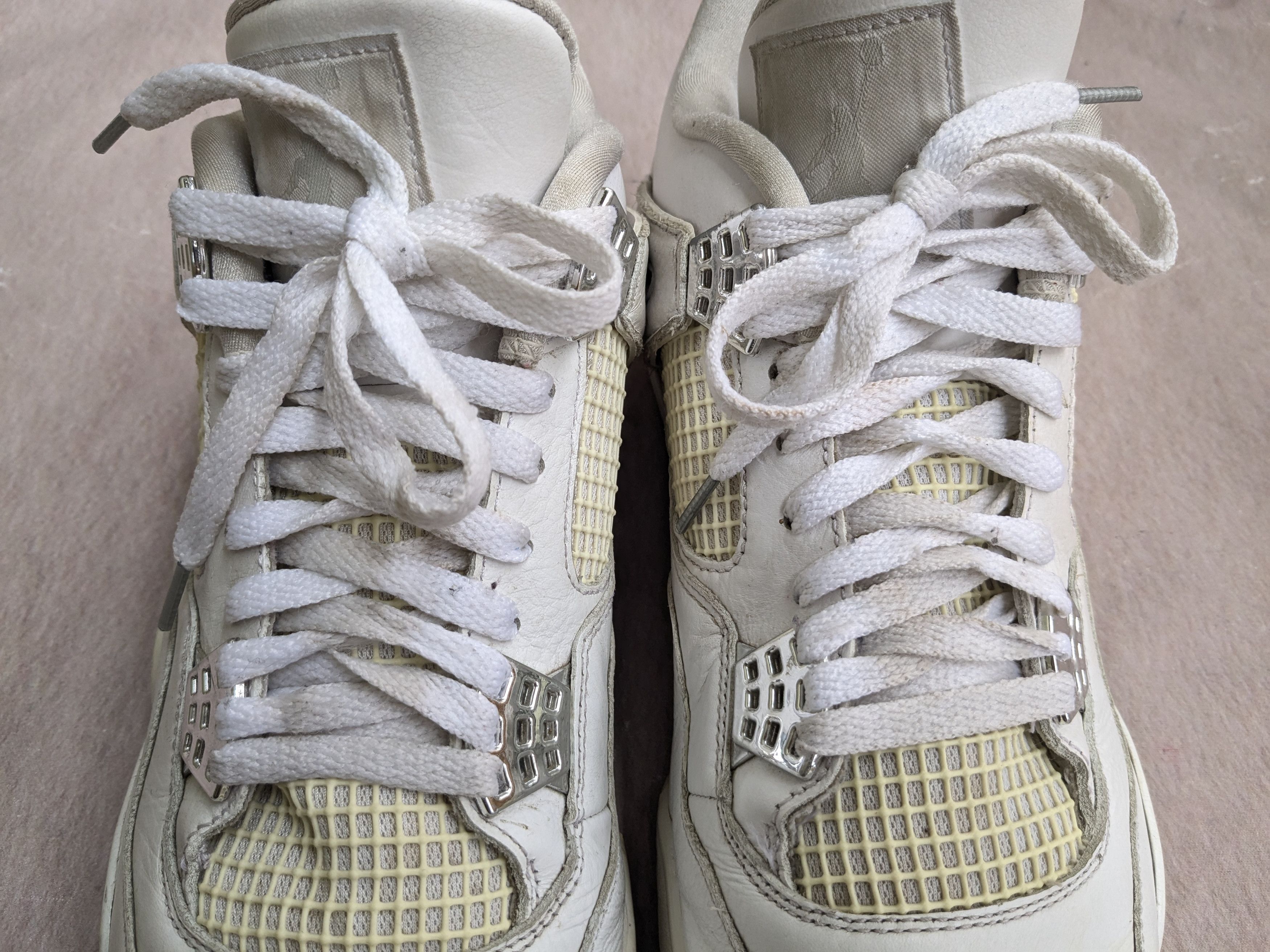Jordan Brand Nike Air Jordan 4 Retro Pure Money 12 White Silver Leather Size US 12 / EU 45 - 4 Thumbnail