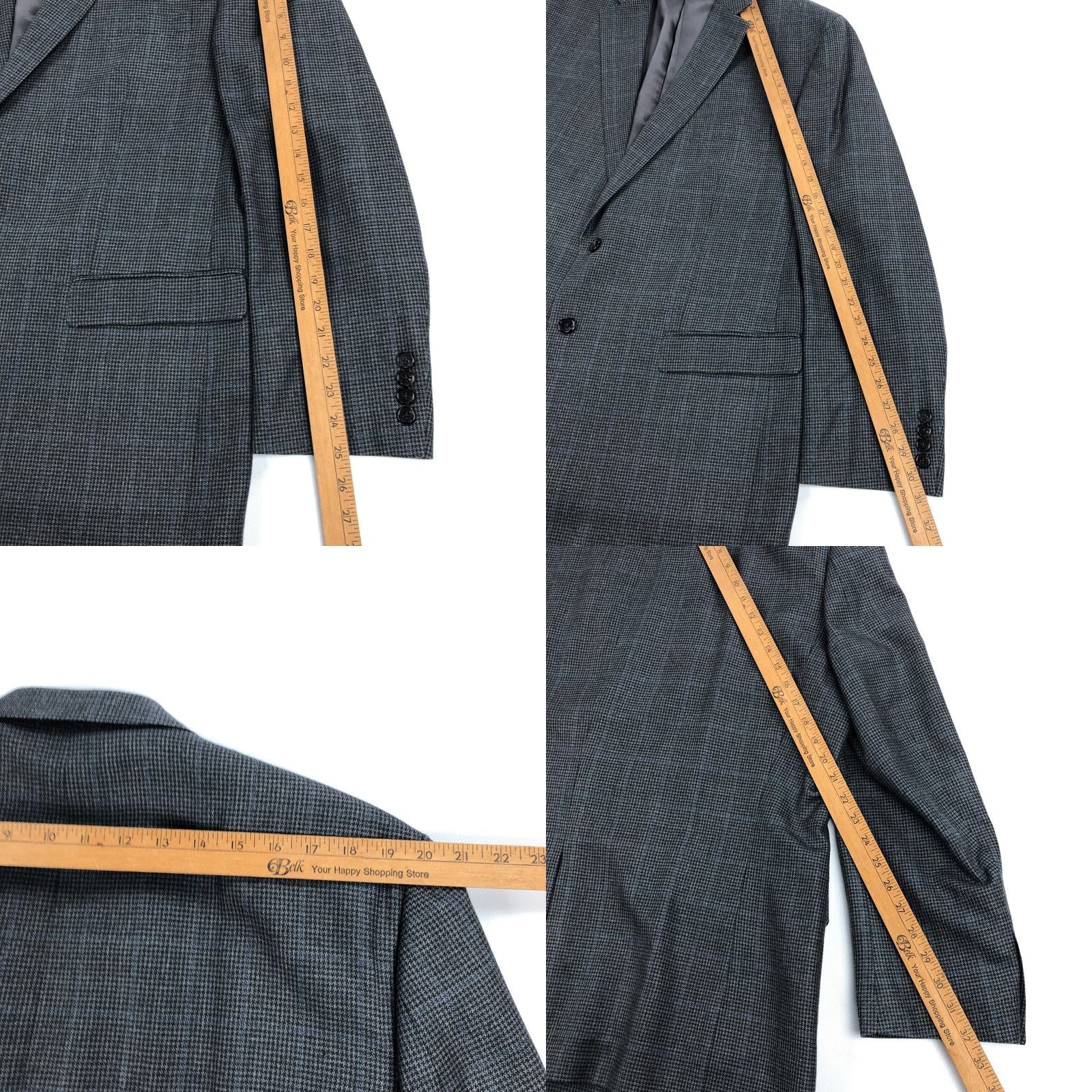 Ralph Lauren Ralph Lauren Blazer 46R Gray Glen Check Plaid 2 Button Silk Wool Jacket Single-Breasted Mens Regular Notch Lined Dry Clean Only Vintage: No Size 46R - 8 Thumbnail