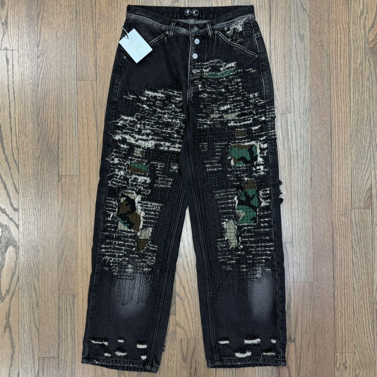 Thug Club Thug Club Vintage Stitched Camo Denim Pants Black Size US 28 / EU 44 - 1 Thumbnail