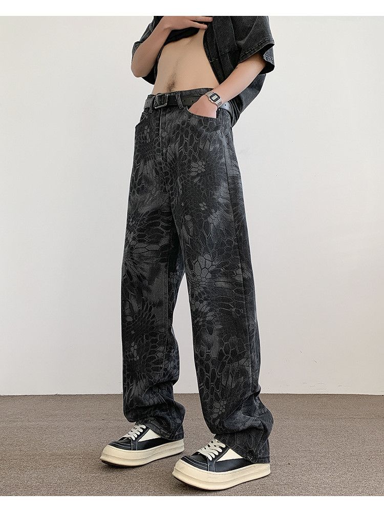 Japanese Brand Men's American vintage loose camouflage snake print jeans Size US 32 / EU 48 - 4 Thumbnail