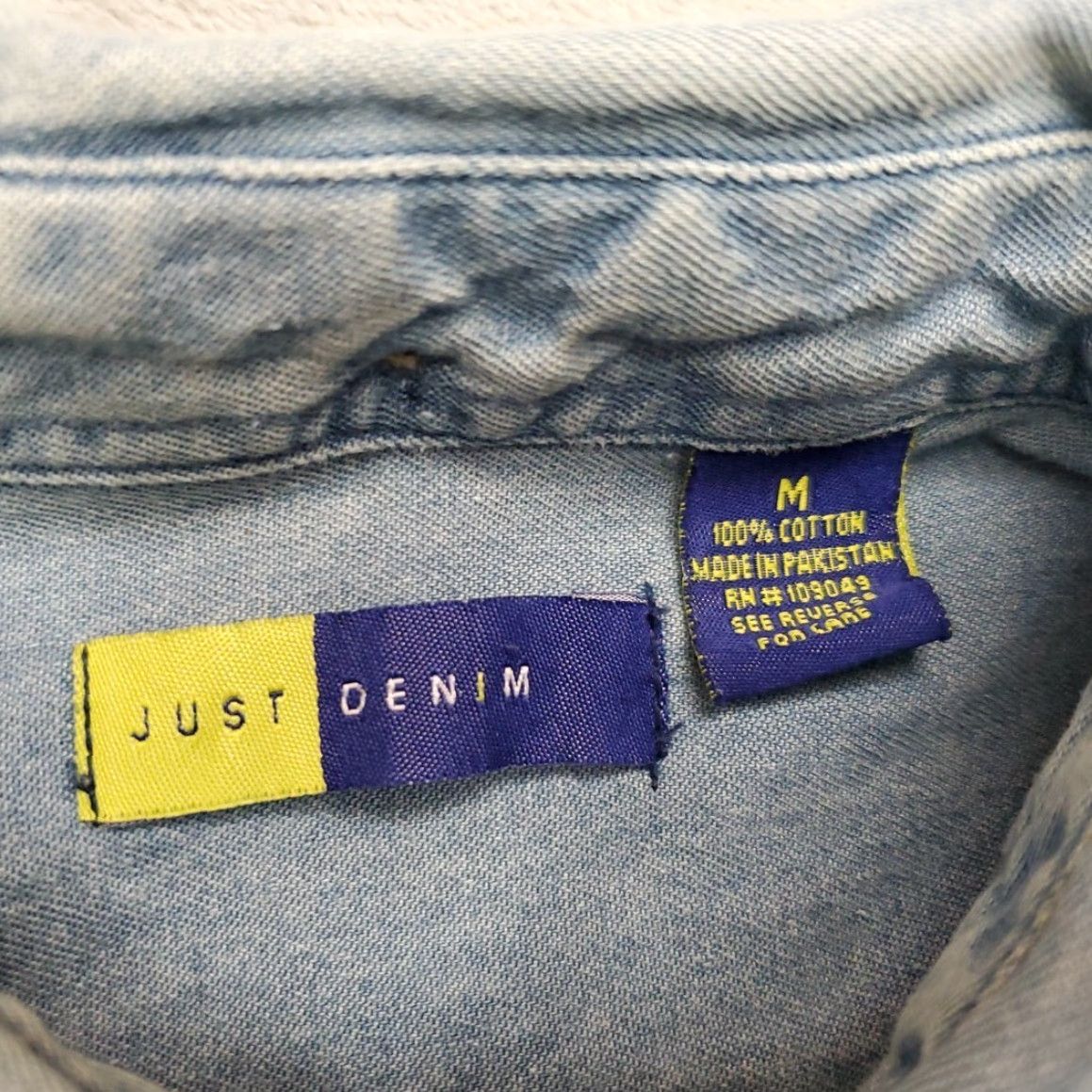 Denime VINTAGE Just Denim Shirt Men M Blue Faded Long Sleeve 100% Cotton Y2K Chesterton Size US M / EU 48-50 / 2 - 5 Thumbnail