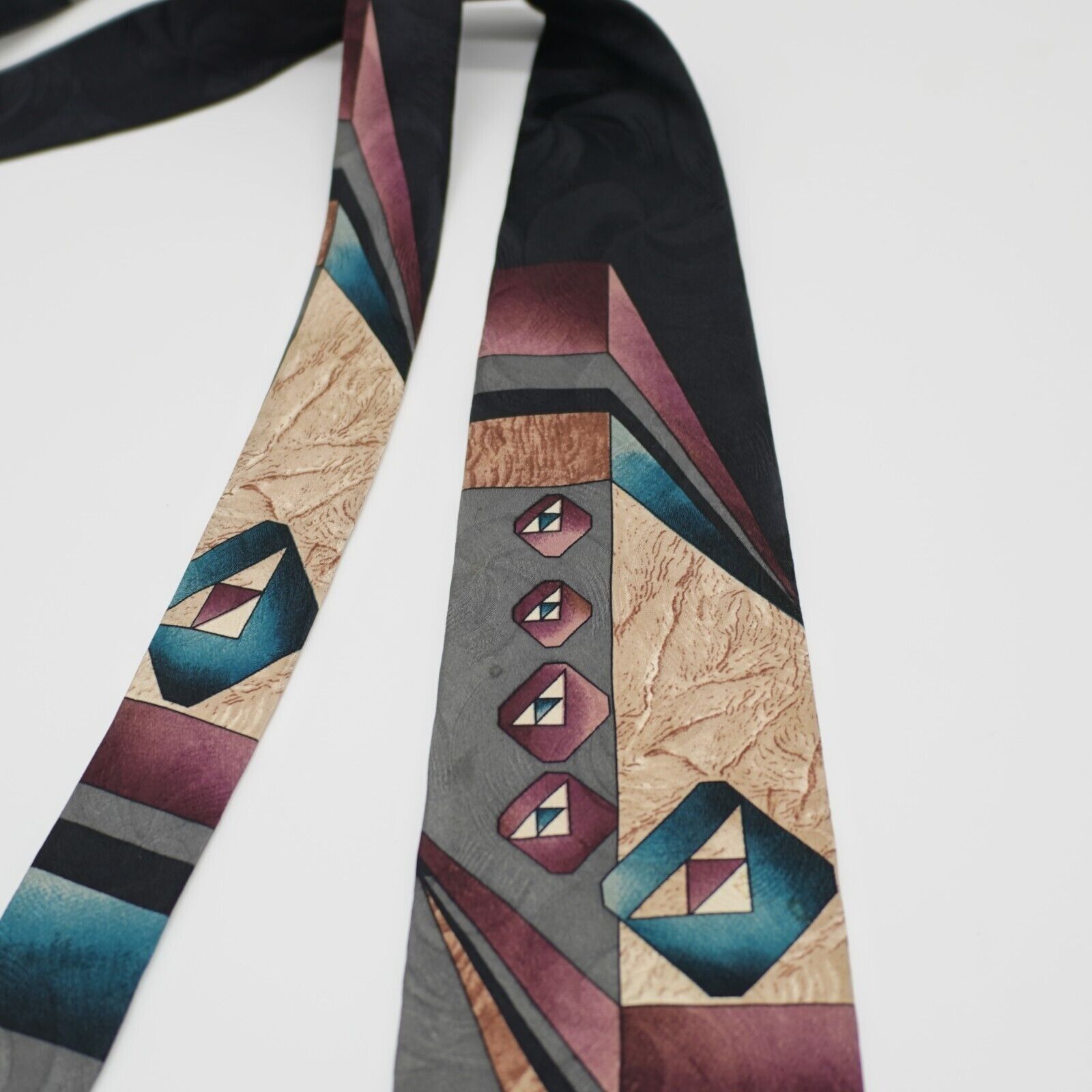 Designer Dimitrius Abstract Gray Jacquard Print Silk Tie Multi-Colore Size ONE SIZE - 3 Thumbnail