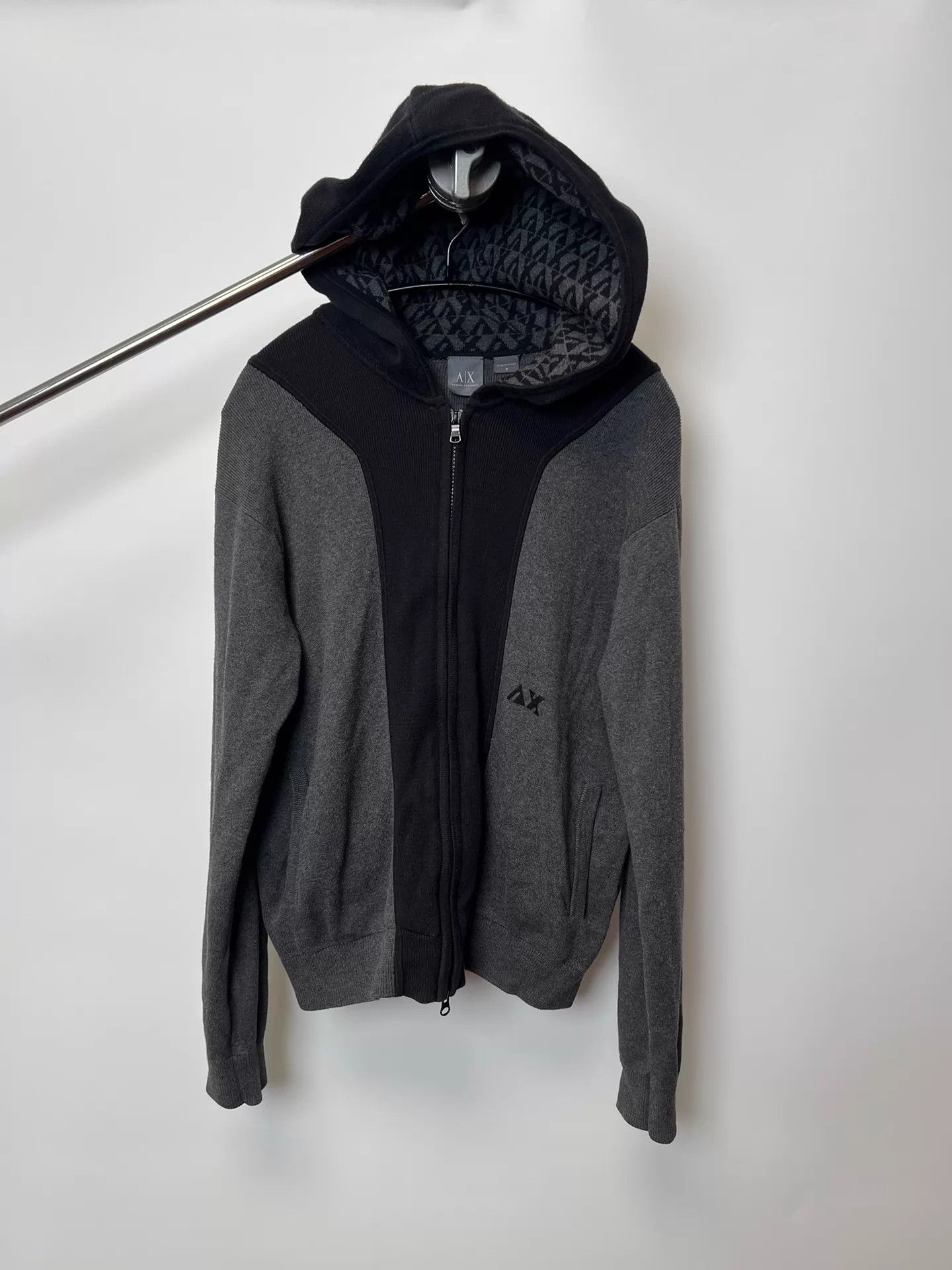 Armani AX Knit Colorblock Dropped Shoulder Hooded Cardigan Size US M / EU 48-50 / 2 - 2 Thumbnail