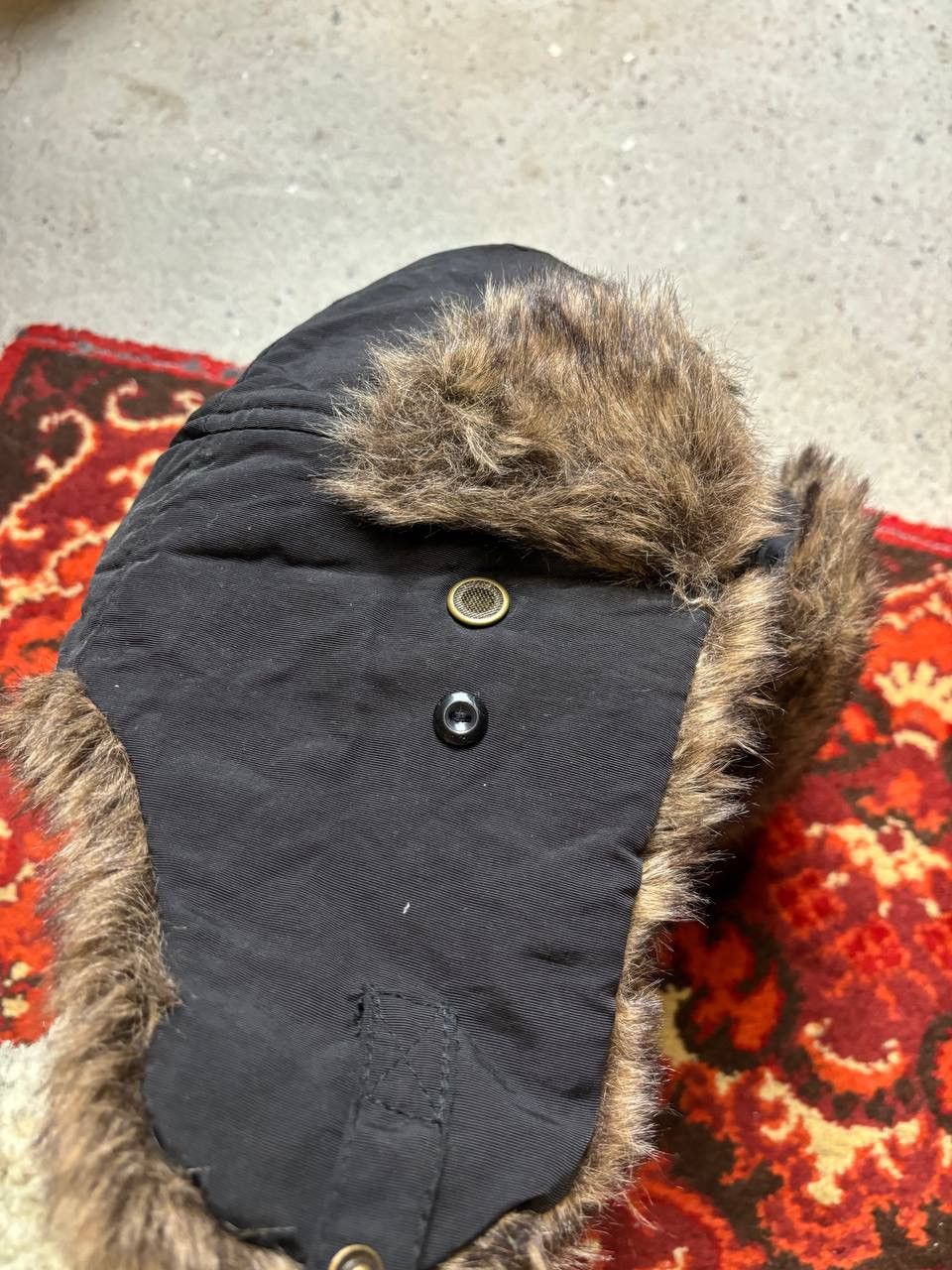 Hysteric Glamour × Vintage Vintage Y2K Japanese brand Ushanka nylon opium black fur Size ONE SIZE - 5 Thumbnail