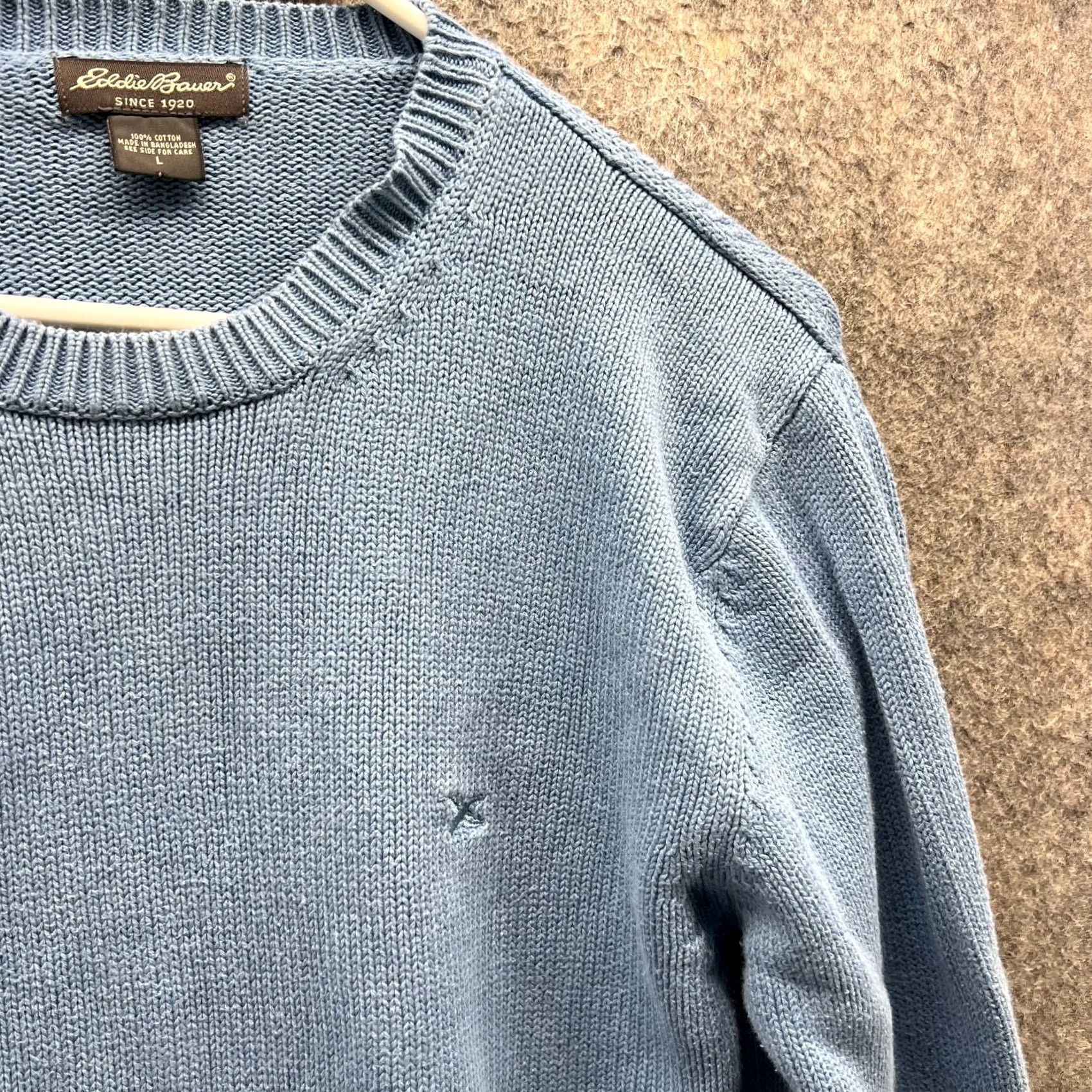 Eddie Bauer VINTAGE Eddie Bauer Sweater Men Large Blue Crewneck Pullover Fleece Cotton Knitted Size US L / EU 52-54 / 3 - 3 Thumbnail