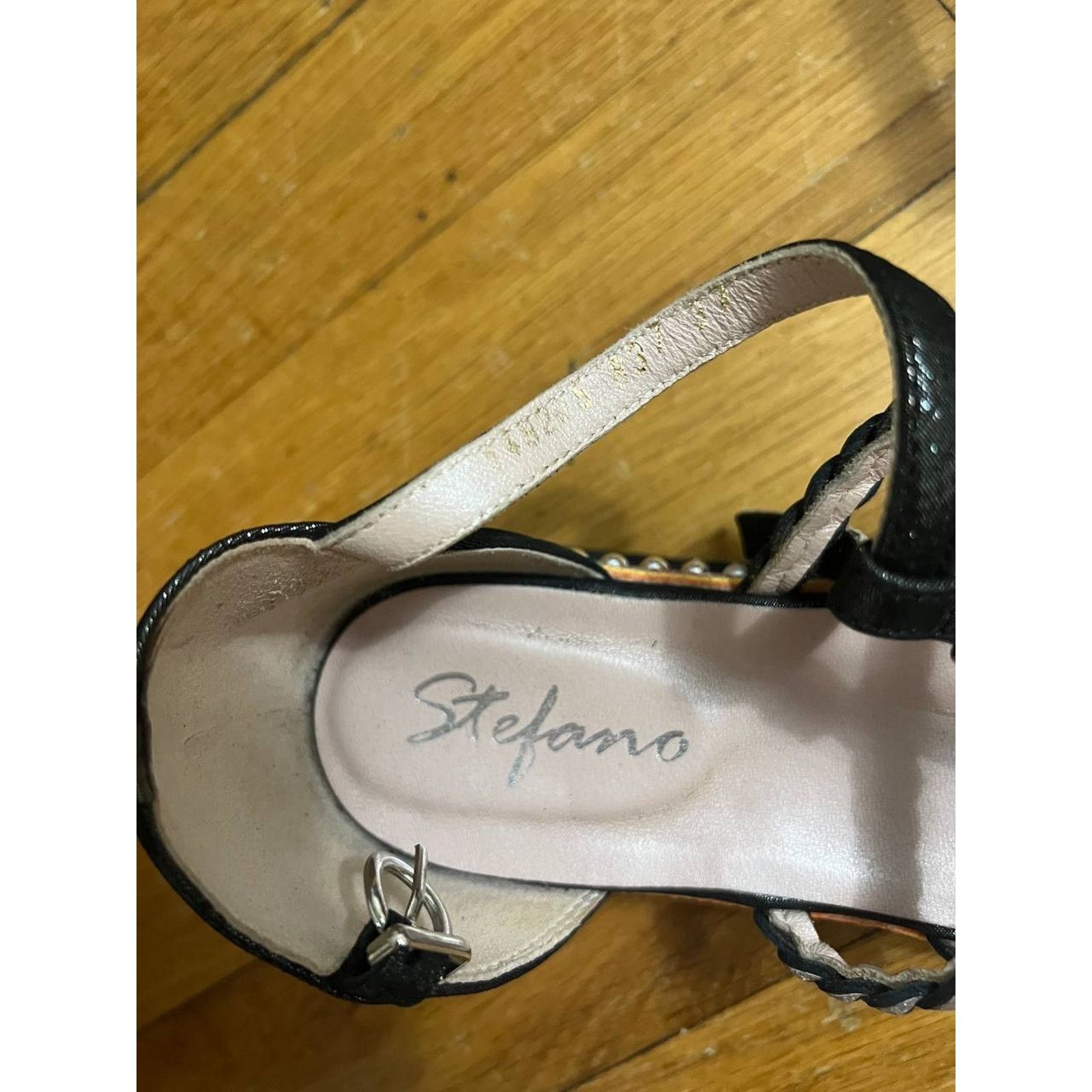 Santostefano Stefano Women sandals Leather Black silver Size 37 S000016 Size US 7 / IT 37 - 8 Thumbnail