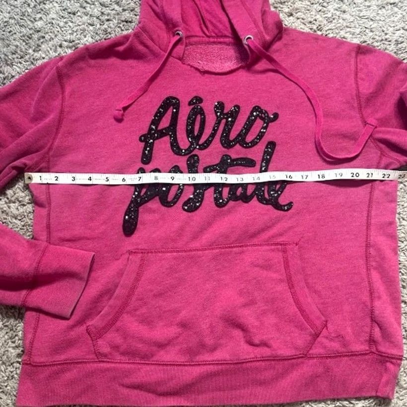 Vintage VINTAGE Aeropostale Sequin Barbiecore Pink Graphic Pullover Hoodie Women S Size S / US 4 / IT 40 - 2 Thumbnail