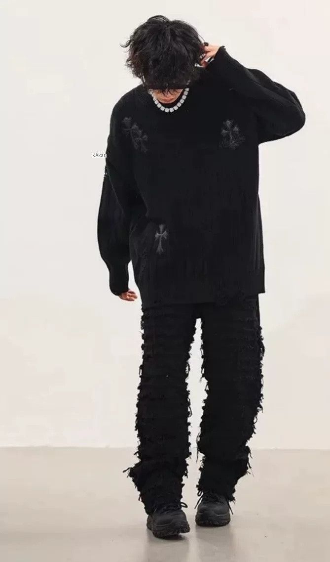 Chrome Hearts Chrome Hearts Patchwork Leather Crewneck Sweater Size US XS / EU 42 / 0 - 9 Thumbnail