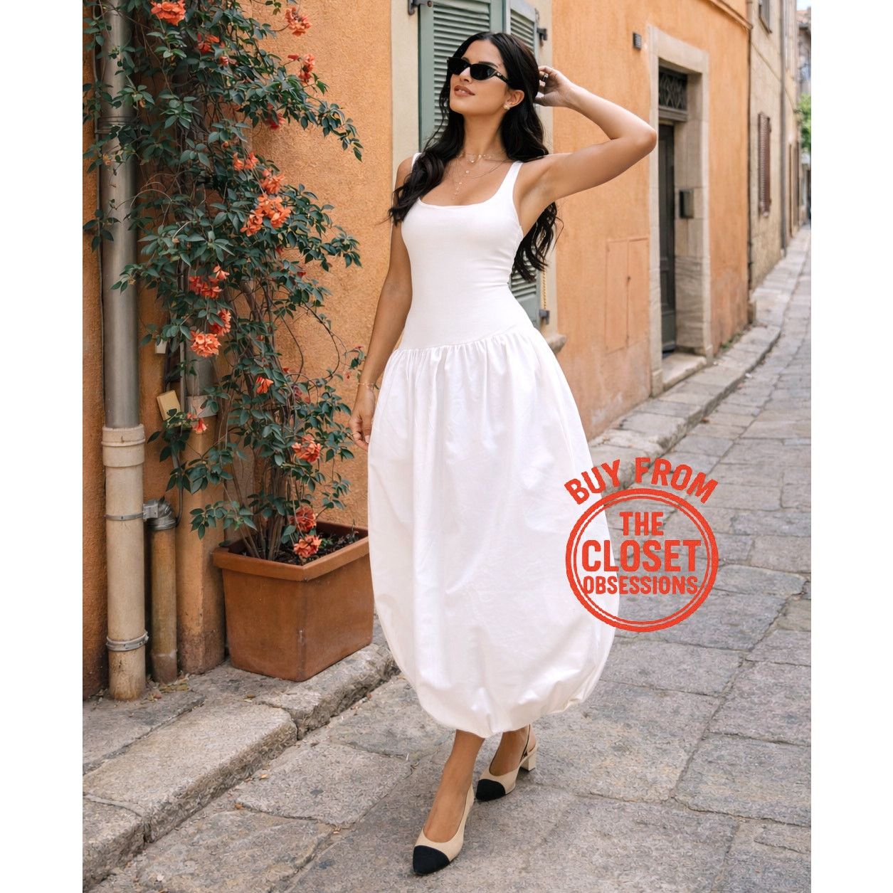 Zara ZARA White Balloon Midi Dress NWT
