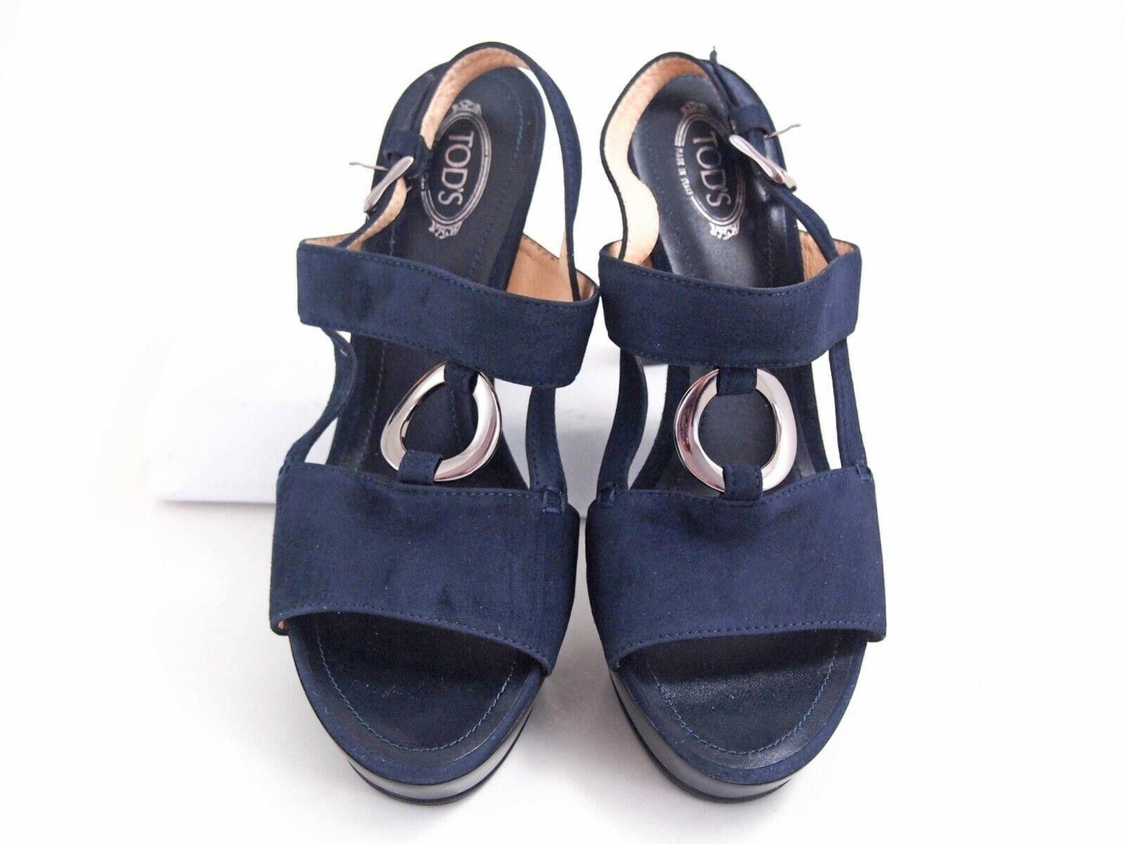 Tod's Tod's Heels Sandals Blue Suede Womens EU 38.5 US 8.5 $720 Size US 8.5 / IT 38.5 - 3 Thumbnail