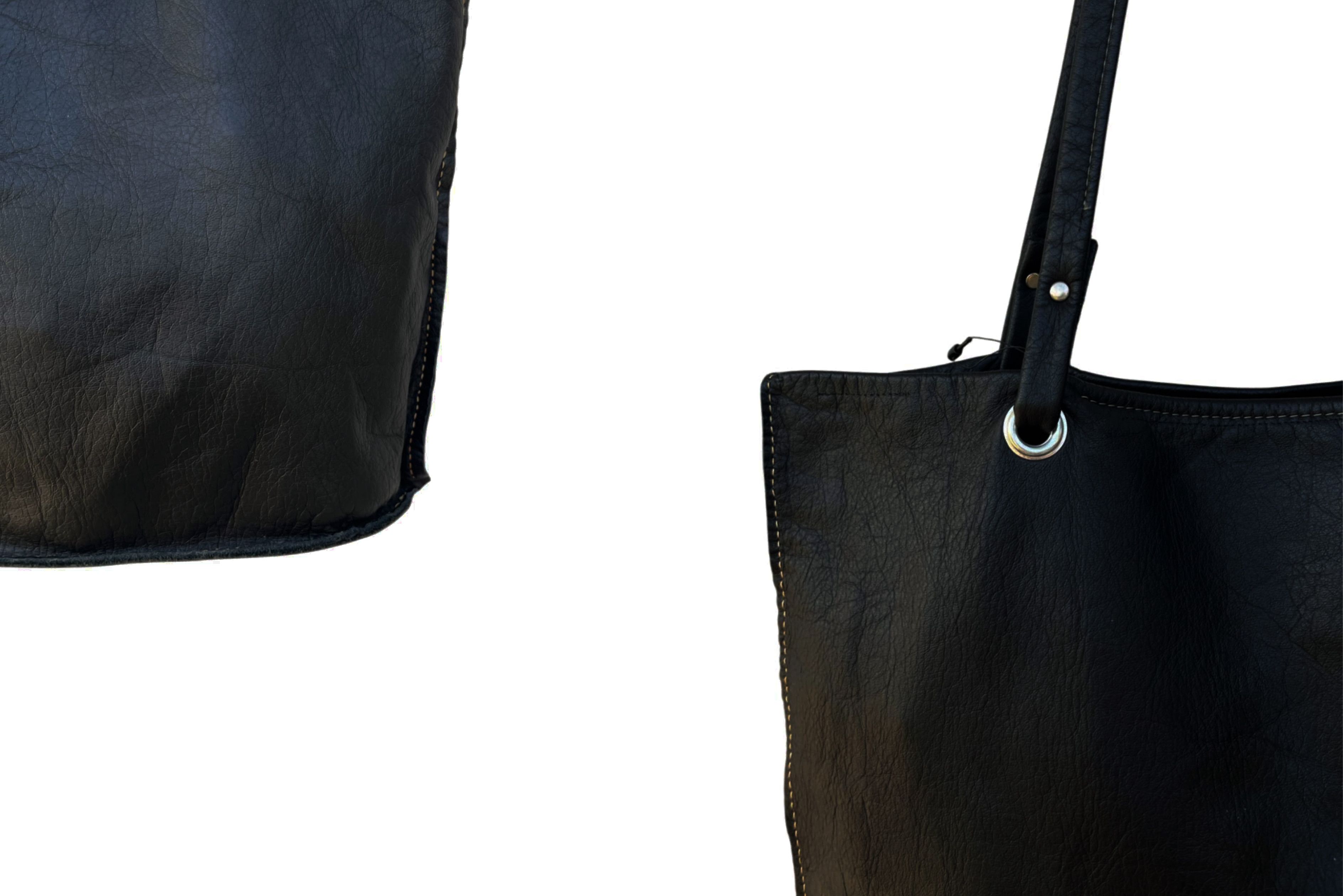 Vintage Light Weight handmade black genuine leather shoulder bag Size ONE SIZE - 6 Thumbnail