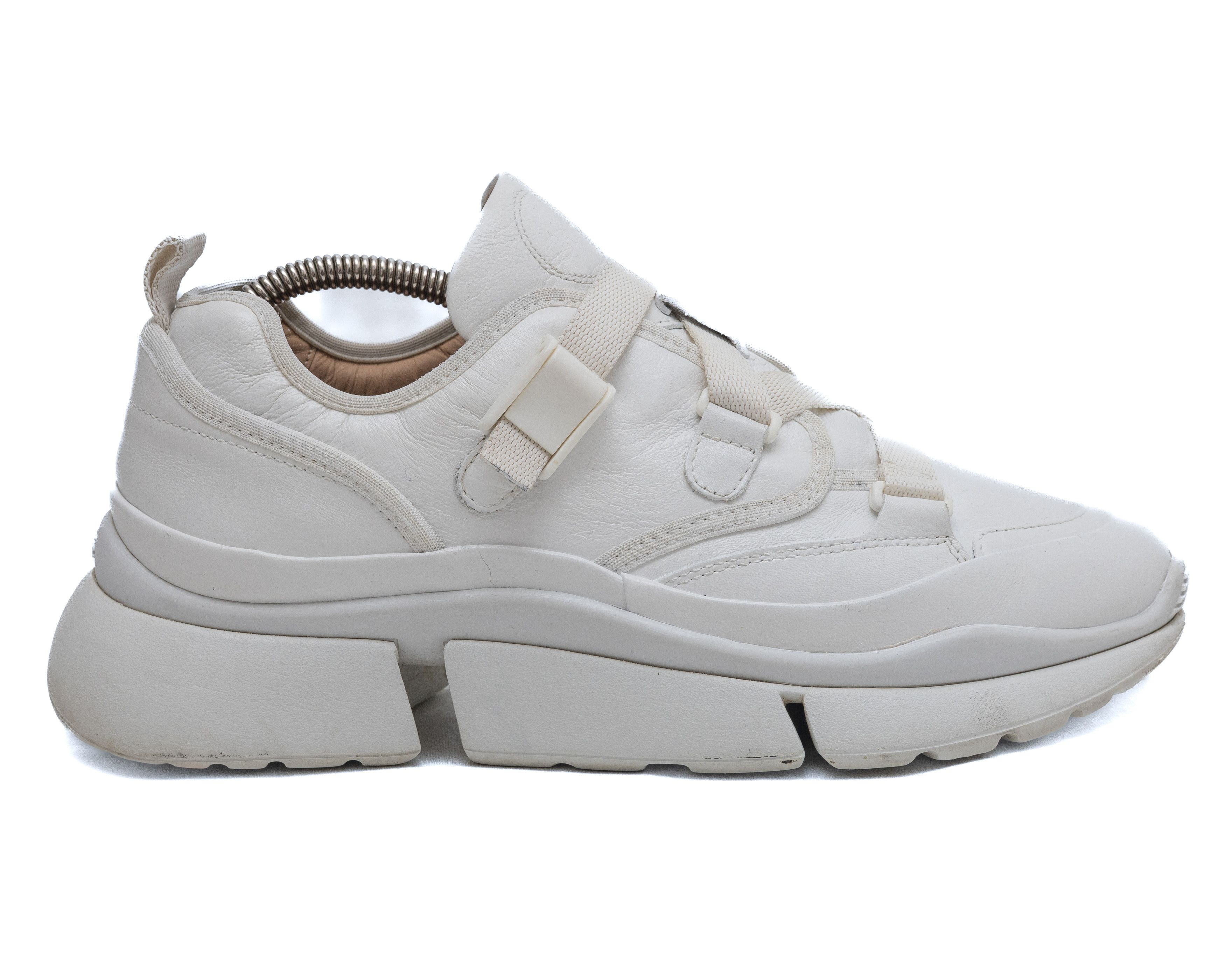 Chloe CHLOÉ Sonnie White Leather Sneakers Size US 10.5 / IT 40.5 - 3 Thumbnail