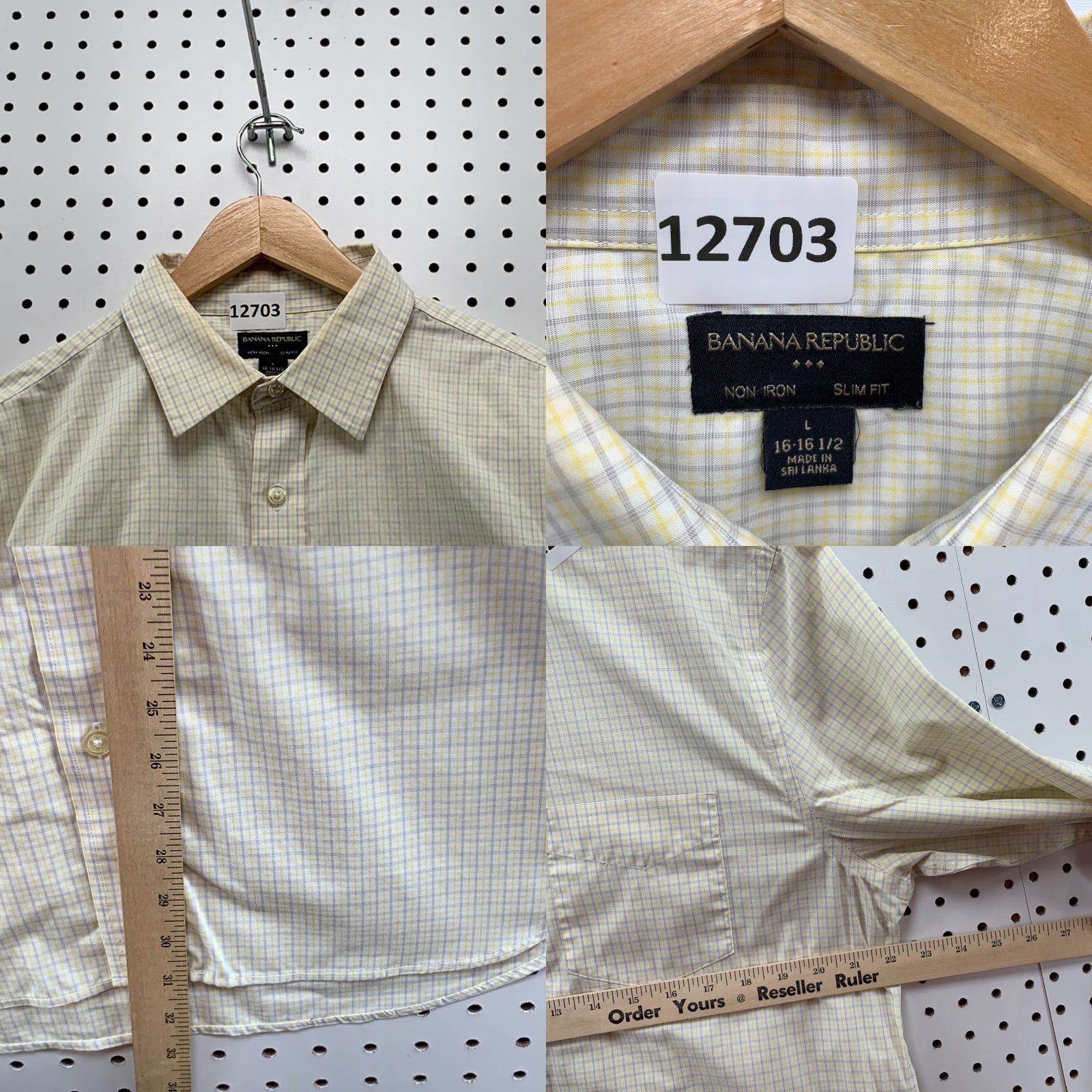 Banana Republic Banana Republic Shirt Mens Large Slim Fit Non Iron Tailored Button Yellow Plaid Button-Up Casual 90s Classic Size US L / EU 52-54 / 3 - 8 Thumbnail