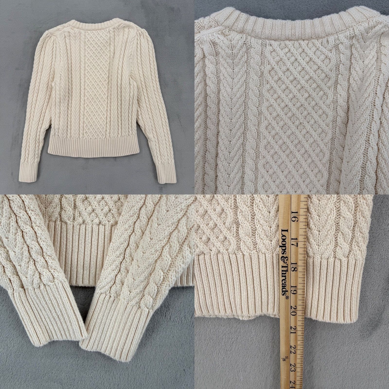 J.Crew J.Crew Womens Cream Cable Knit Cotton Crewneck Sweater Size Small Size S / US 4 / IT 40 - 8 Thumbnail