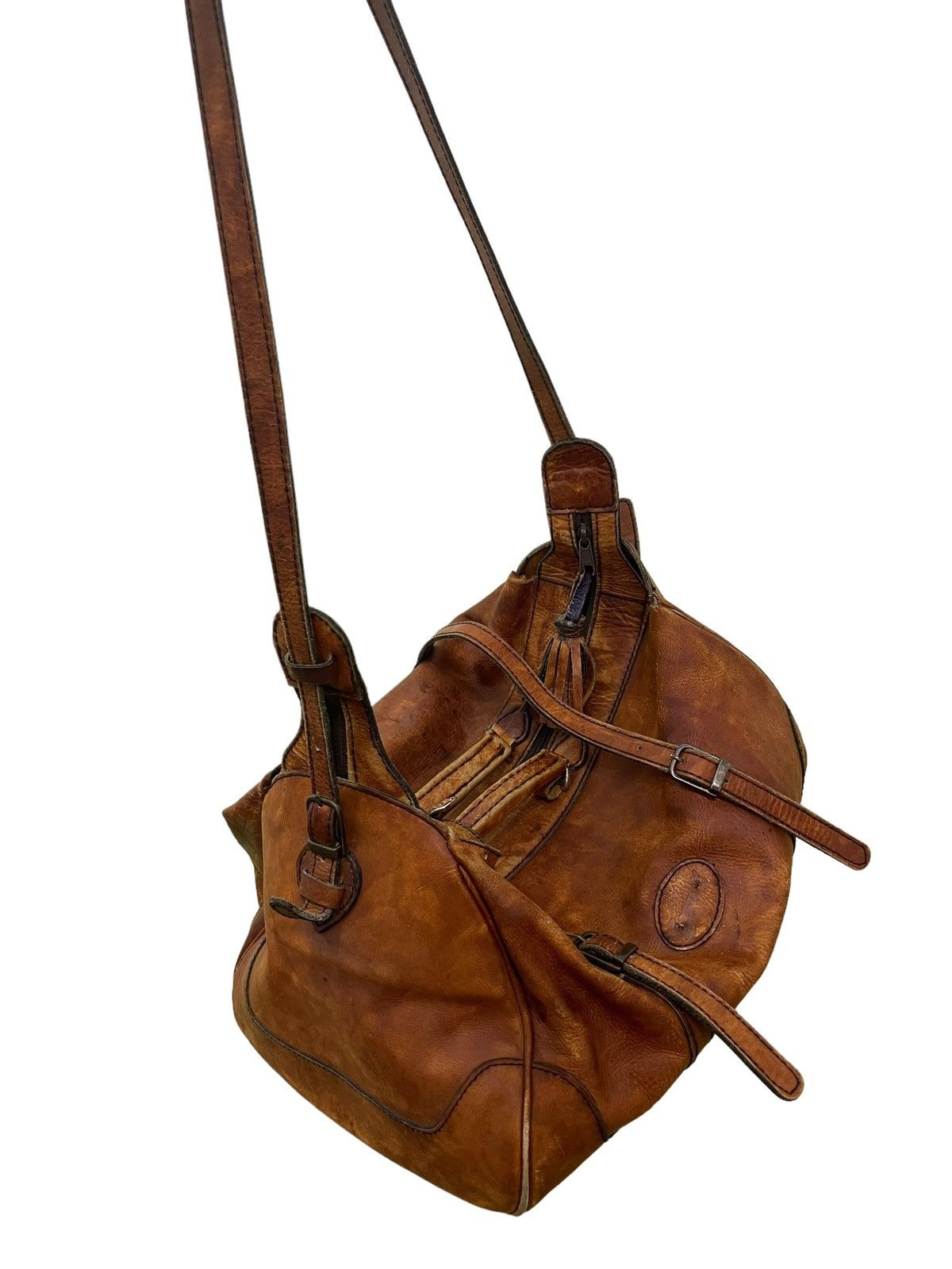 Japanese Brand Full Leather Patina Vtg Unknown Duffle Bag 1🟩 Size ONE SIZE - 3 Thumbnail