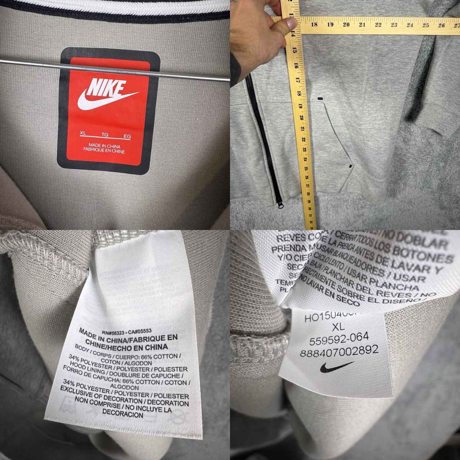 Nike Nike Sportswear Tech Fleece Hoodie Men’s XL OG Gray Sweatshirt Full Zip Knit Size US XL / EU 56 / 4 - 8 Thumbnail
