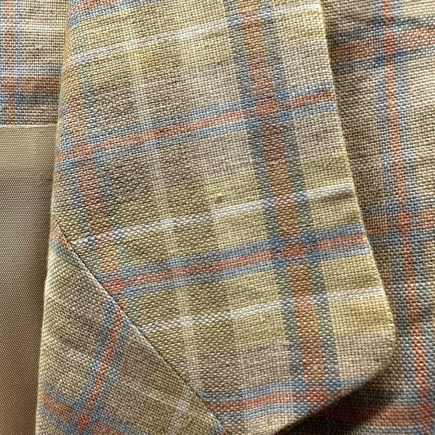 Lands' End Lands' End Jacket Womens Petite 4 Linen Plaid Blazer Coat Short Sleeve Button 80s Yellow Blue 100% Linen Ladies Mens? Size S / US 4 / IT 40 - 5 Thumbnail