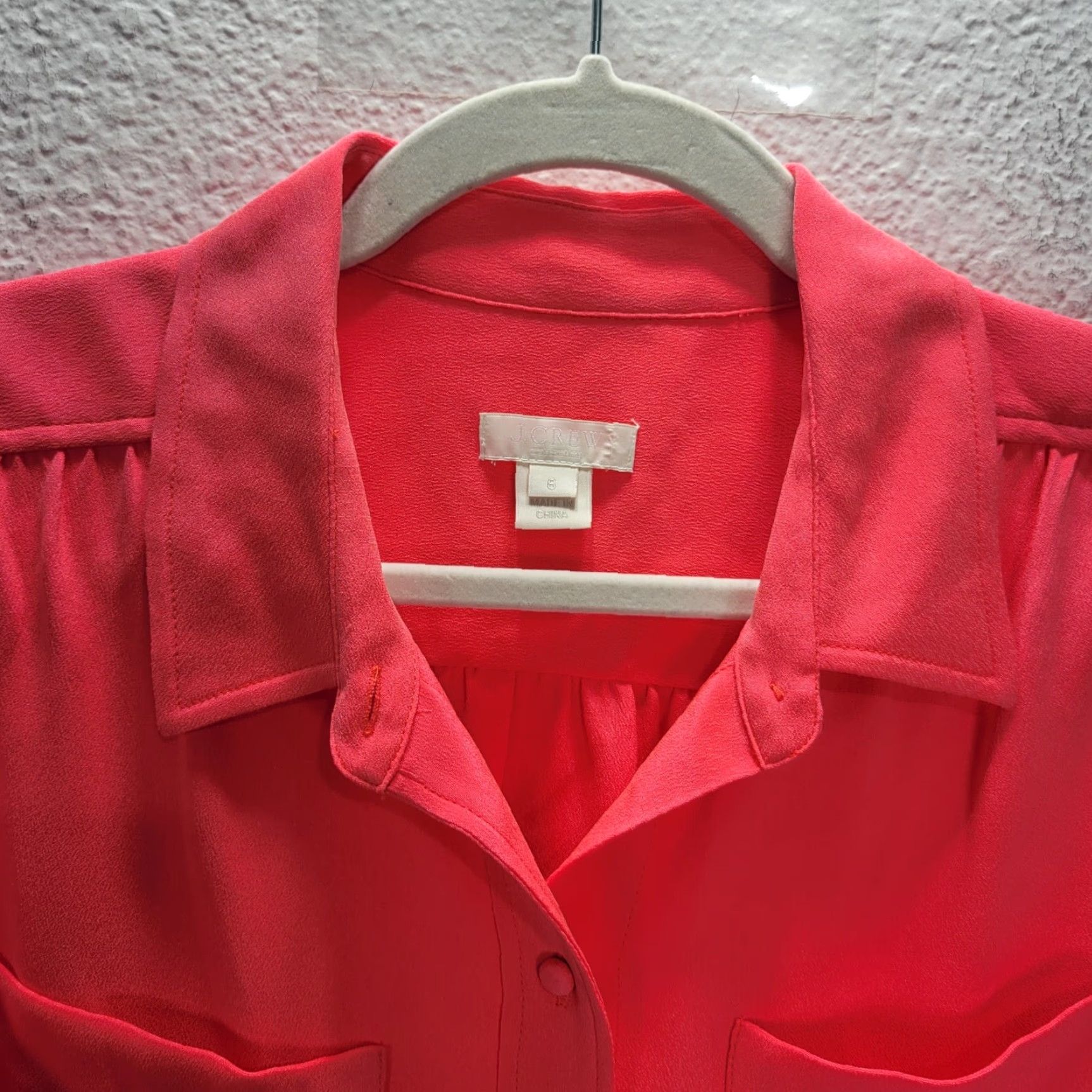 J.Crew J.CREW Blouse Silk Pink 100% Silk Long Sleeve Sz 6 Collared Button Front Womens Size M / US 6-8 / IT 42-44 - 5 Thumbnail