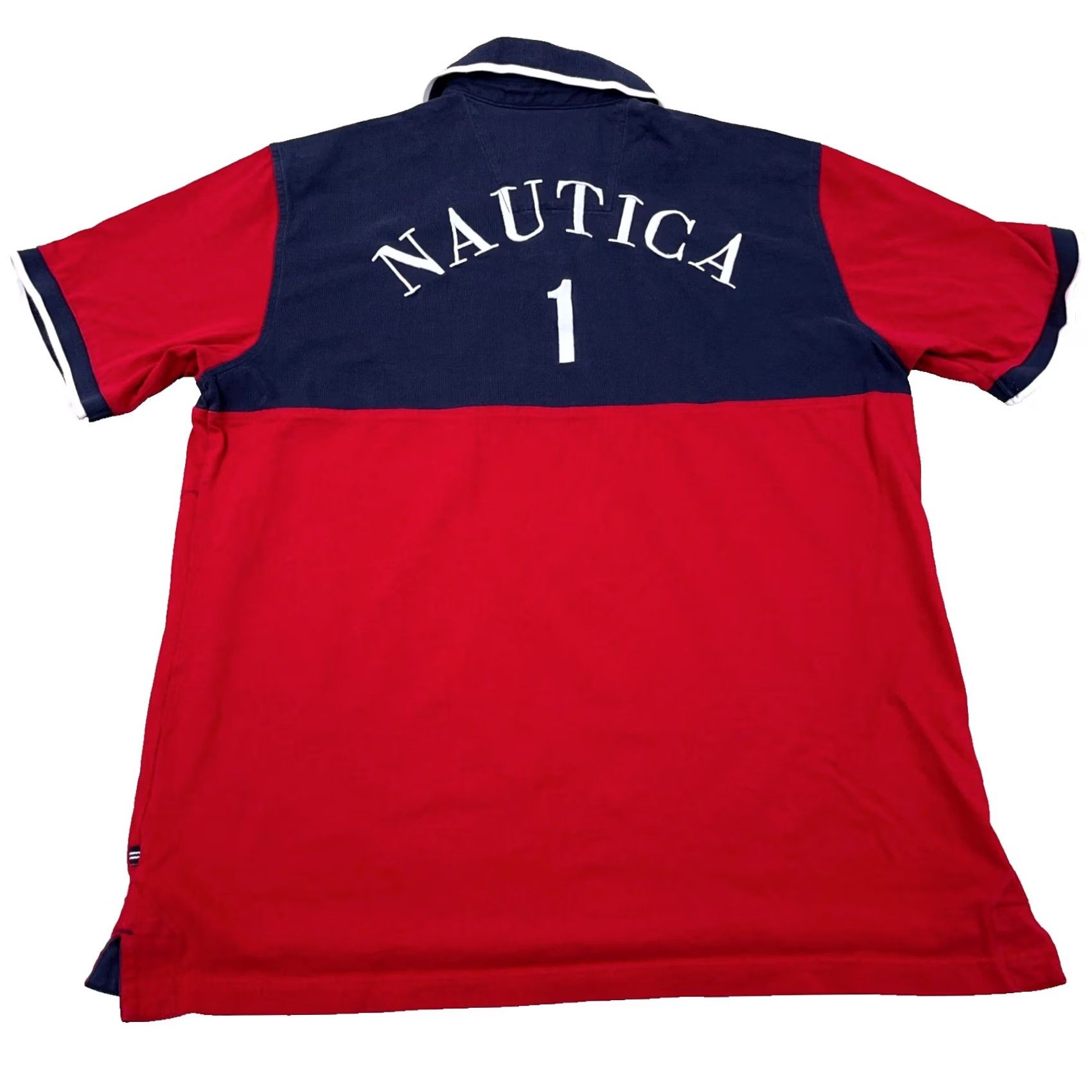 Nautica Nautica Rugby Shirt Men XL Red White Blue Colorblock Y2K Retro Flags Adult Size US XL / EU 56 / 4 - 2 Thumbnail