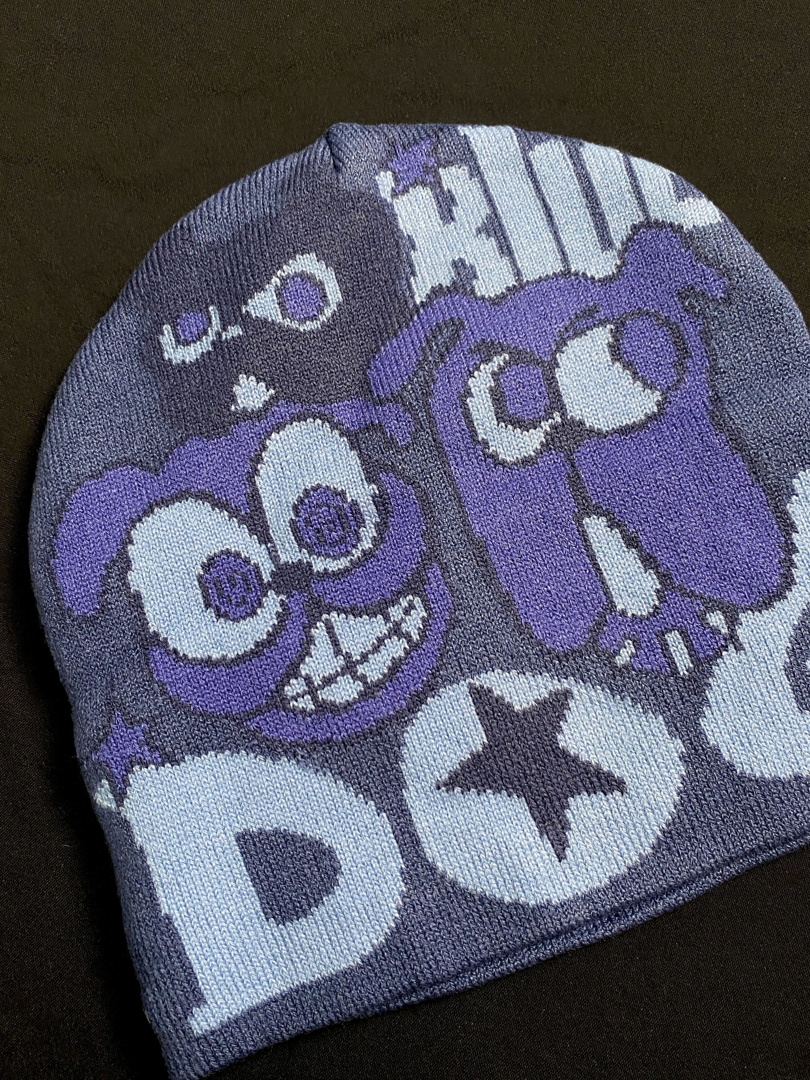 Japanese Brand Rare Dog Pound Beanie Graphic No Cuff Blue Beanie Hats OS Size ONE SIZE - 2 Thumbnail