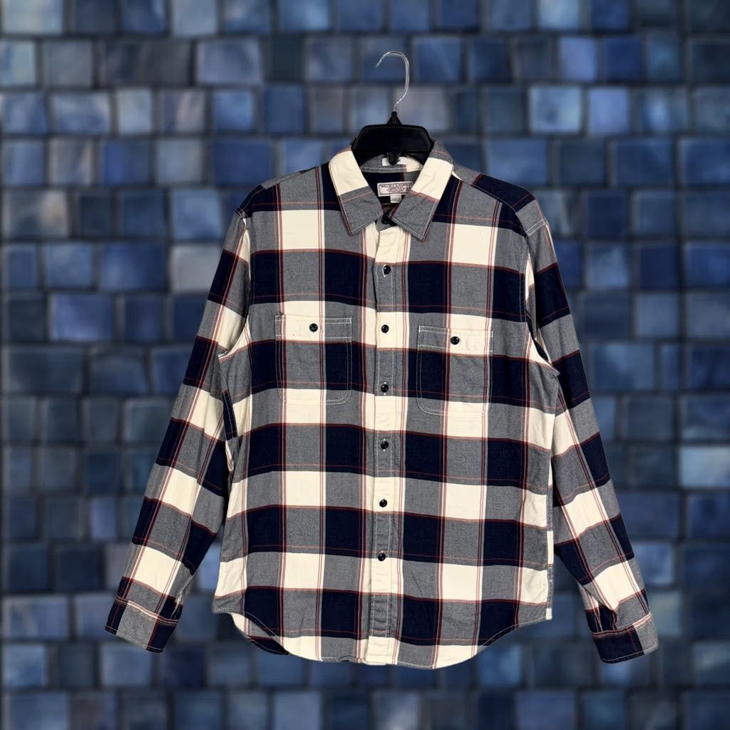 Wallace & Barnes Wallace & Barnes Shirt Mens Medium Blue Plaid Flannel Button Front Casual Shirt Size US M / EU 48-50 / 2 - 1 Thumbnail