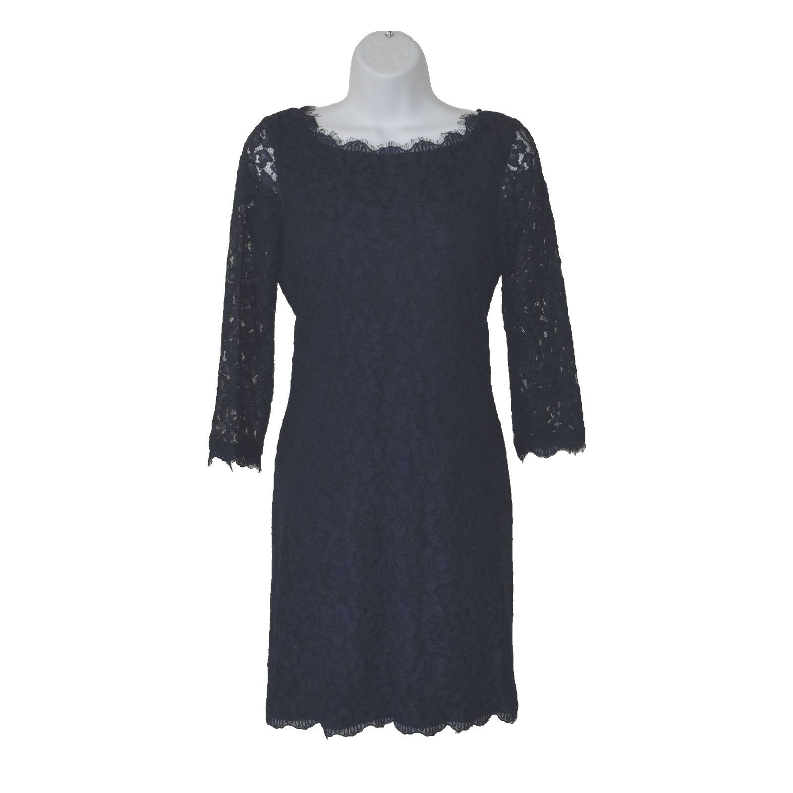 Diane von Furstenberg DIANE VON FURSTENBERG Zarita Lace Scallop Neckline Dress 4 Size S / US 4 / IT 40 - 1 Thumbnail