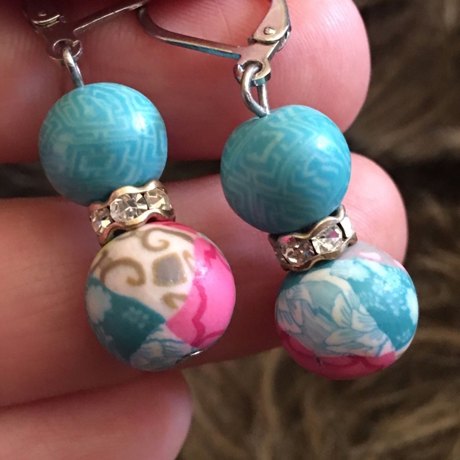 Jewelry Lever back rhinestone silicone ball bead earrings Size ONE SIZE - 2 Thumbnail