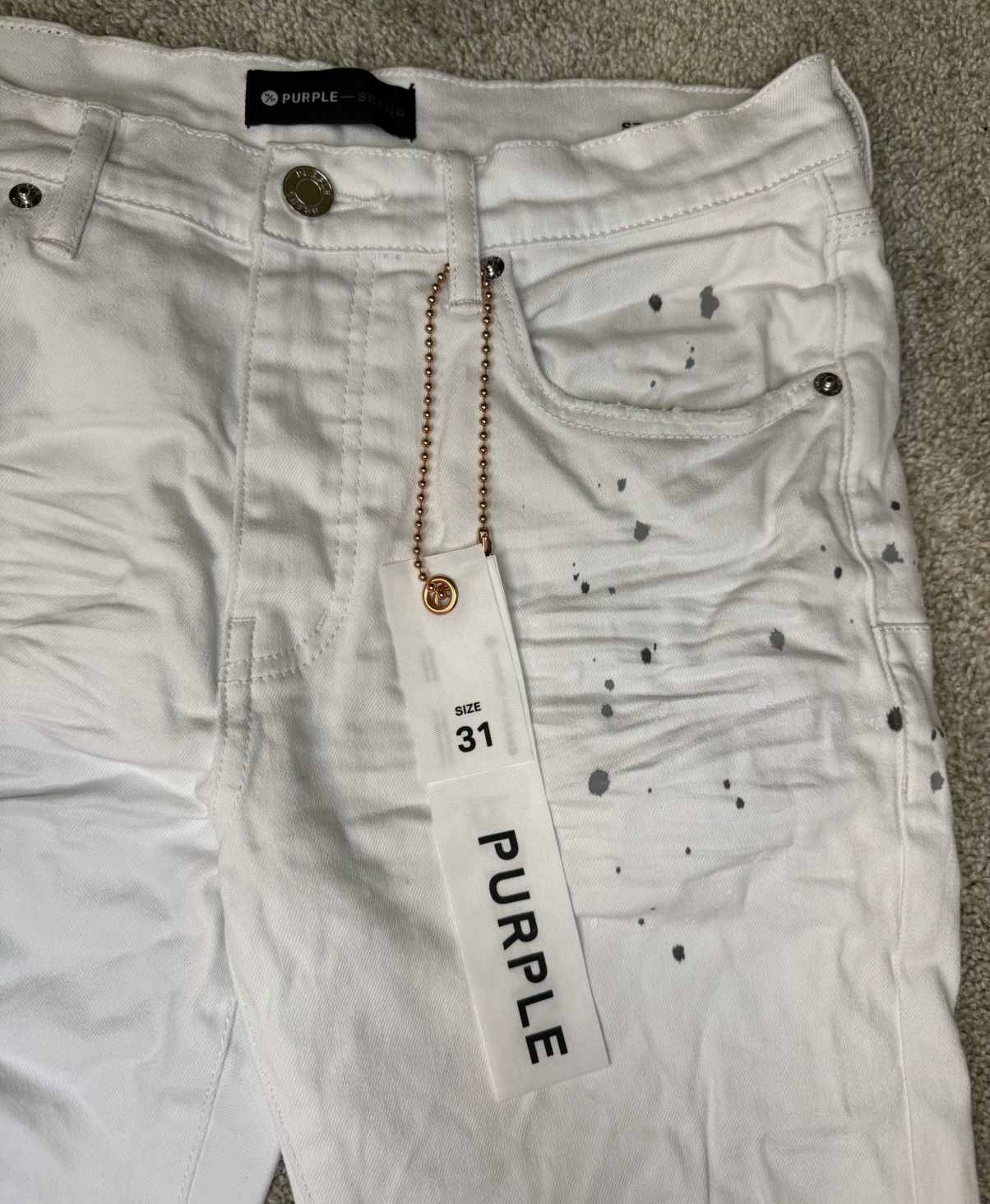 Purple Brand Purple Brand Optic White Paint Blowout Jeans Size US 31 - 3 Thumbnail