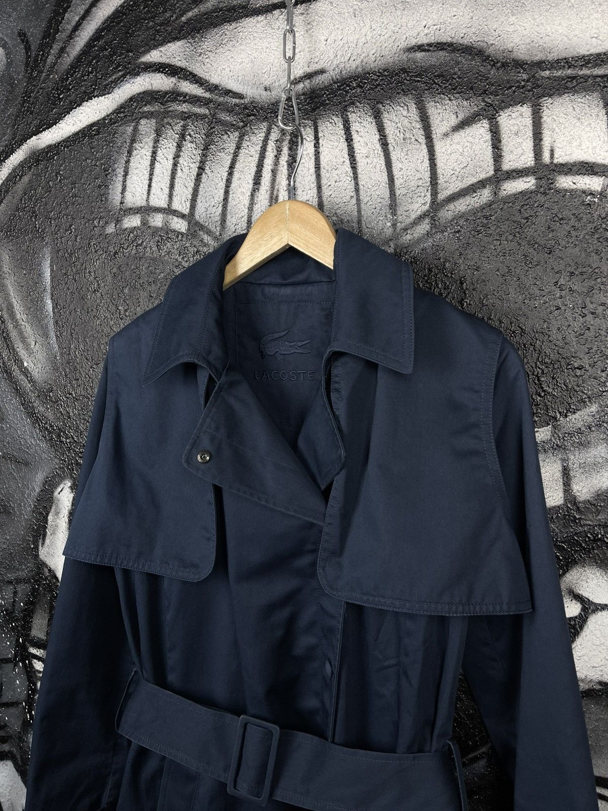 Lacoste Vintage Lacoste Dark Blue Casual Luxury Trench Coat Women’s Size L / US 10 / IT 46 - 7 Thumbnail