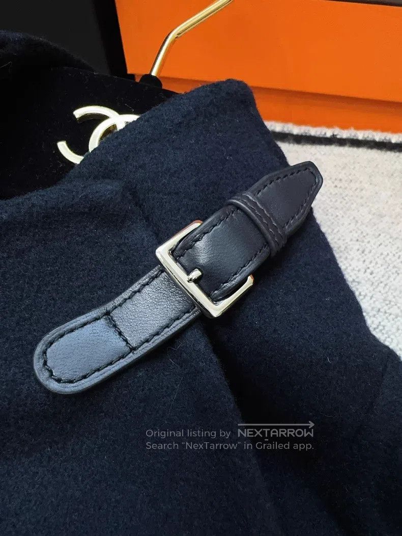 Hermes Hermes Black and Navy Blue Double-Faced Cashmere Coat with Size S / US 4 / IT 40 - 5 Thumbnail