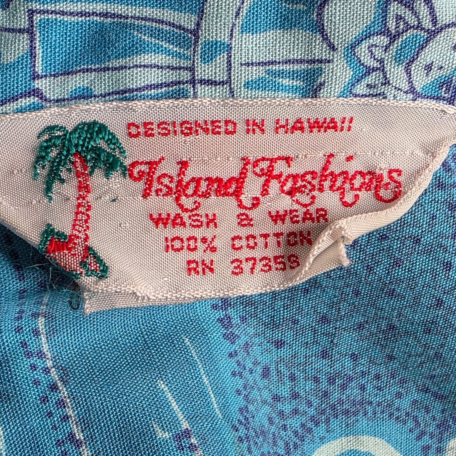Vintage VTG 70s Island Fashions Map Print Hawaiian Aloha Shirt, sz L Size US L / EU 52-54 / 3 - 8 Thumbnail