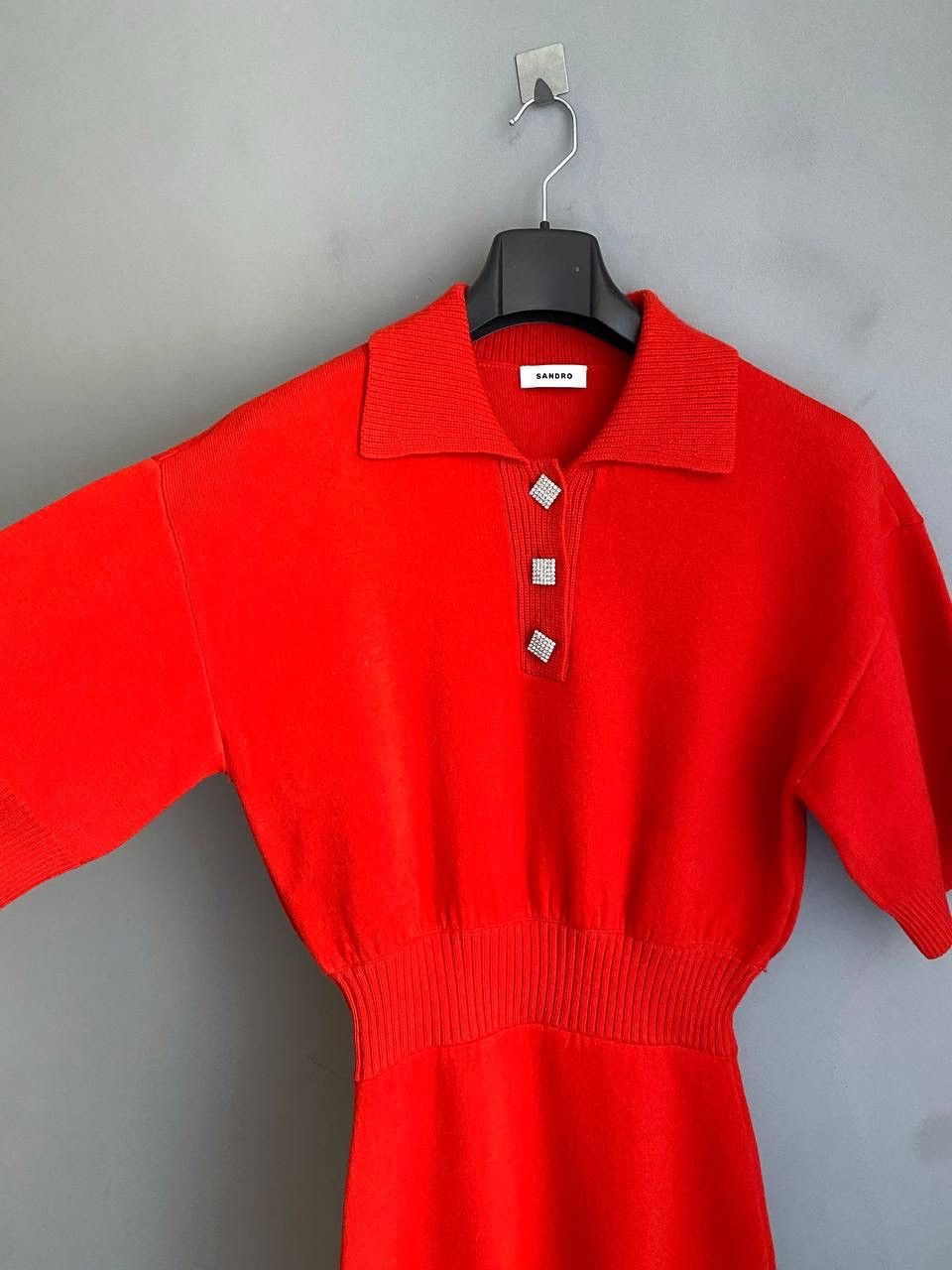 Sandro Sandro Women's Wool/Cashmere Red Knitted Mini Dress, 36/S Size S / US 4 / IT 40 - 11 Thumbnail