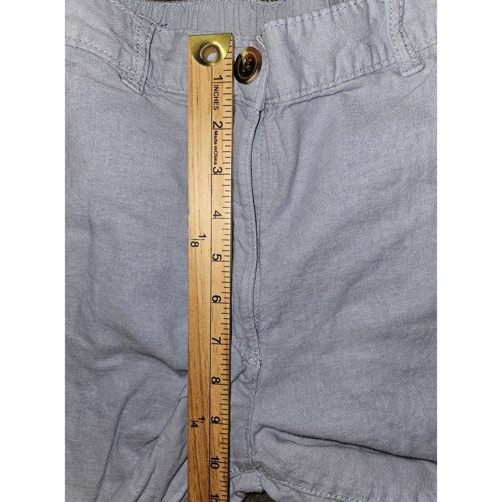 H&M H&M Pants Womens 2 Blue Linen Blend Chino Straight Elastic Waist Lightweight Casual Pockets Flat Front Relaxed Womens US 2 Size 26" / US 2 / IT 38 - 5 Thumbnail