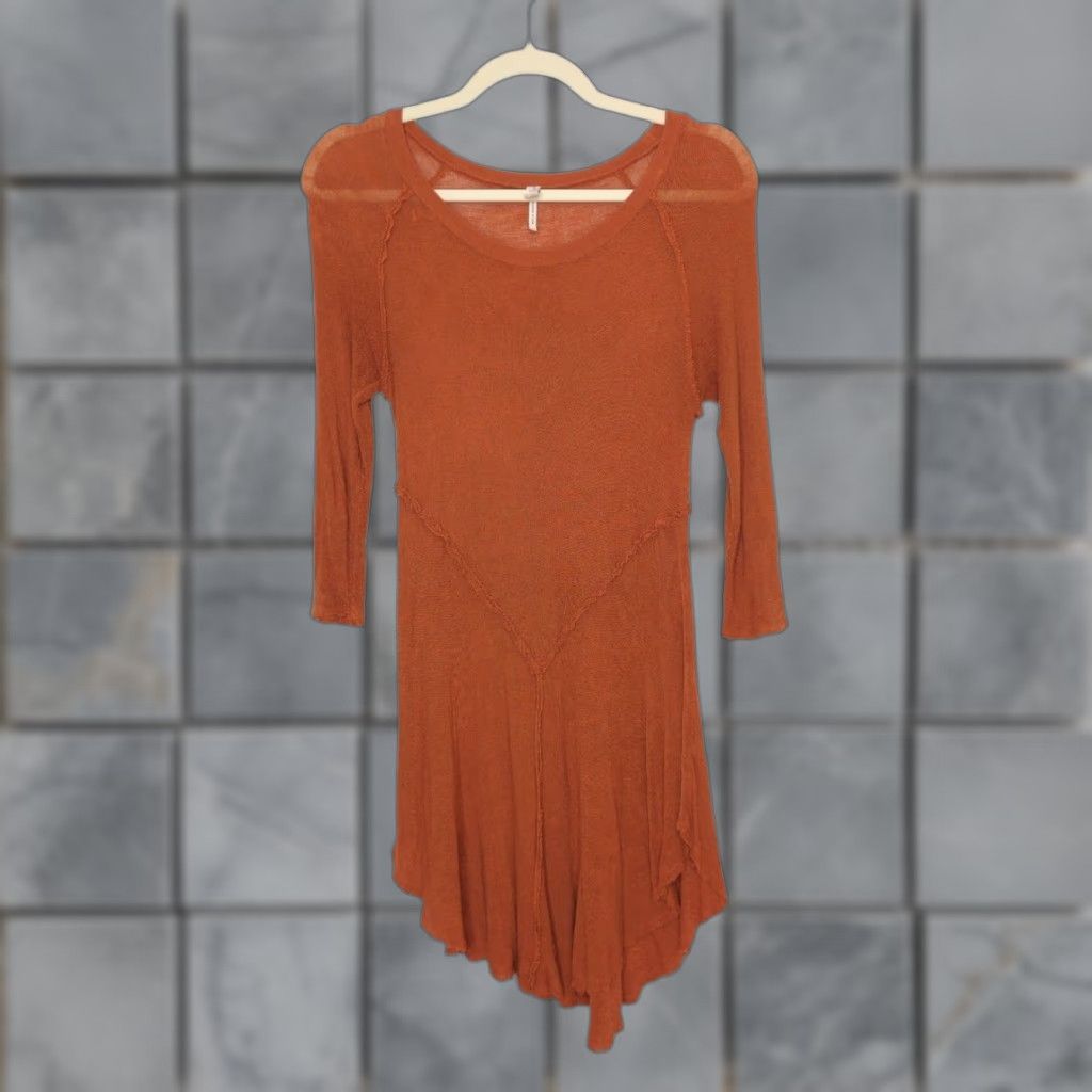 Free People **Y2K Free People Medium Asymmetrical Hem Burnt Orange Boho Tunic** User: Y2K Free People Medium Asymmetrical Hem Burnt Orange Boho Tunic Size M / US 6-8 / IT 42-44 - 1 Thumbnail