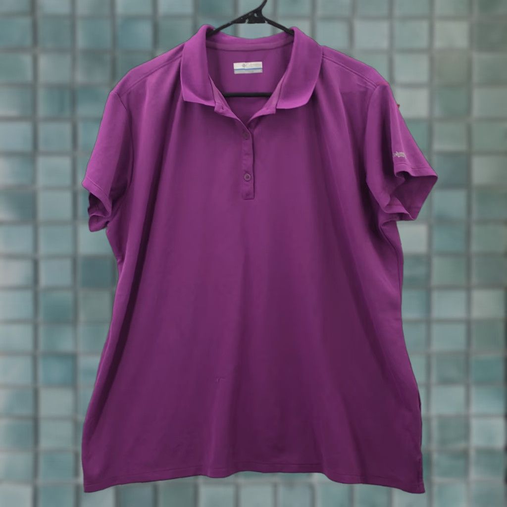 Vintage Columbia Polo Shirt Men Golf Short Sleeve Purple 2X Adult Regular Size Breathing Collared Shirt All Season Sports Tee Mens Size US XXL / EU 58 / 5 - 1 Thumbnail