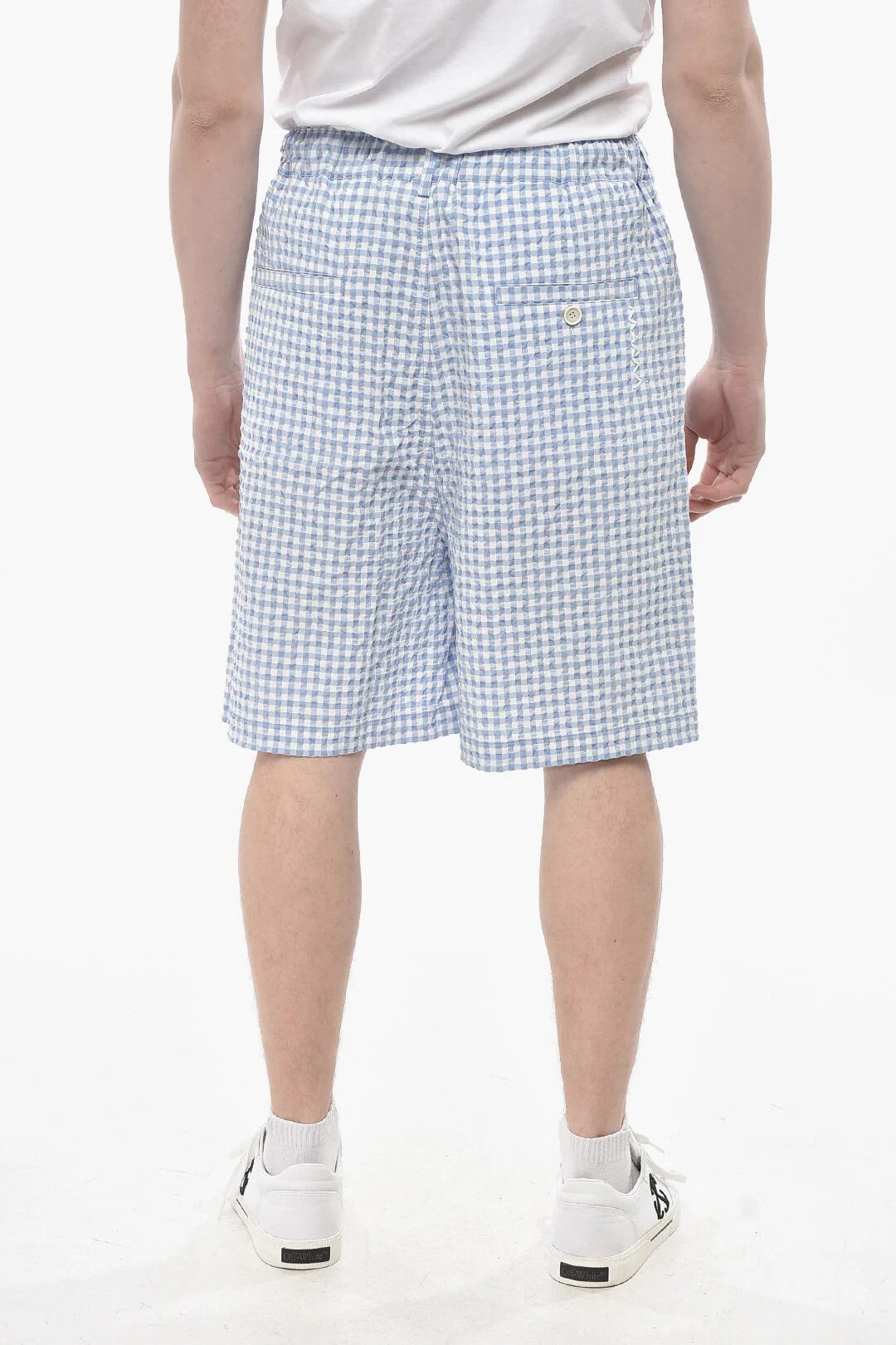Marni og1mm0326 Seersucker Cotton Short in Light Blue Size US 34 / EU 50 - 2 Thumbnail