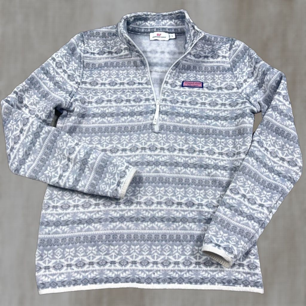 Vineyard Vines Vineyard Vines Sweater Women Small Gray Pullover Quarter Zip Sweatshirt Size S / US 4 / IT 40 - 1 Thumbnail