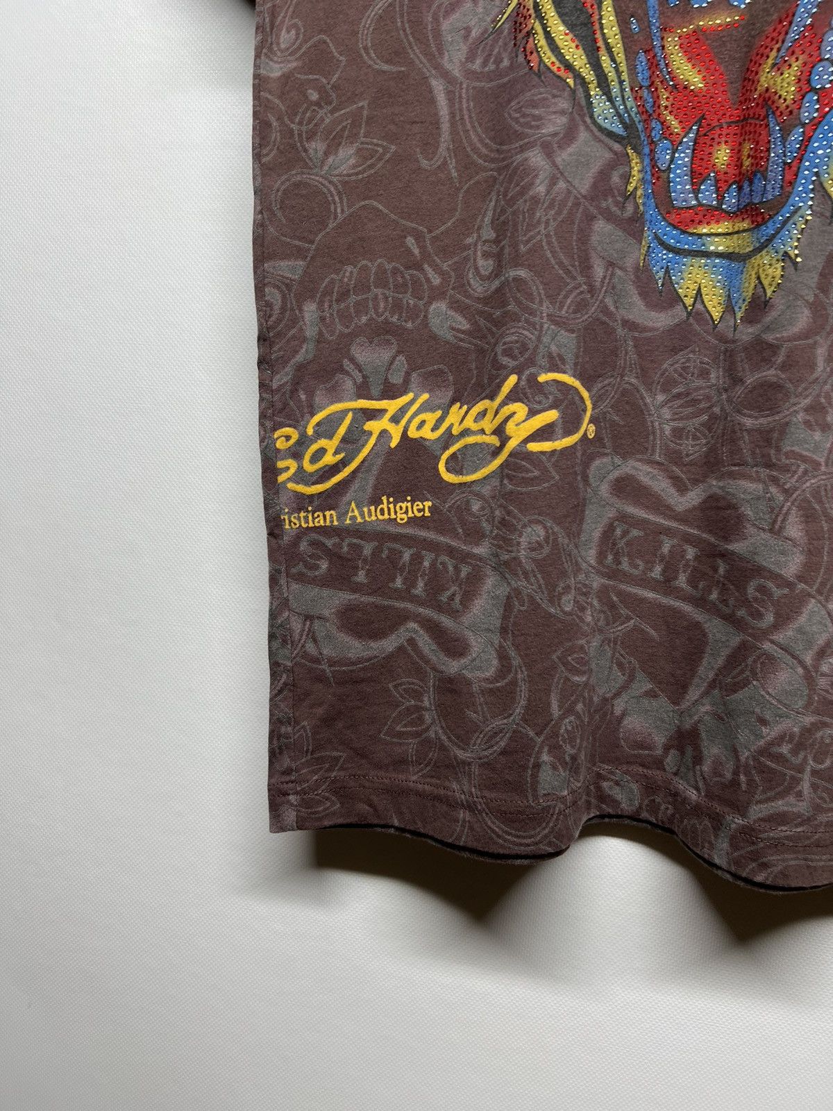 Christian Audigier × Ed Hardy × Vintage Vintage Y2k Ed Hardy Brown 🤎 Tigger All Over Print T Shirt Size S / US 4 / IT 40 - 6 Thumbnail