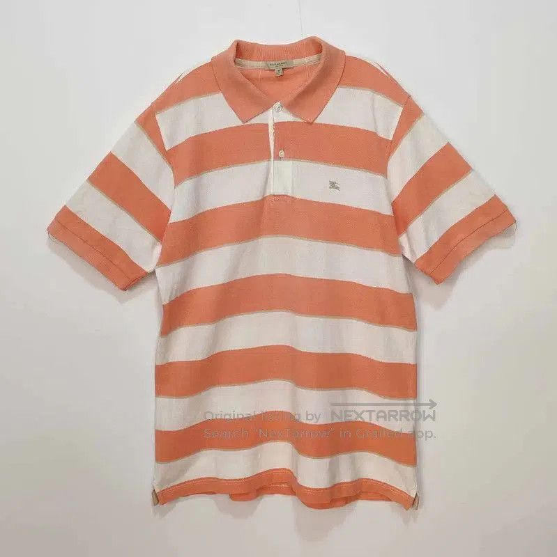 Burberry Burberry Men's Orange Striped Polo Shirt. Size US M / EU 48-50 / 2 - 1 Thumbnail
