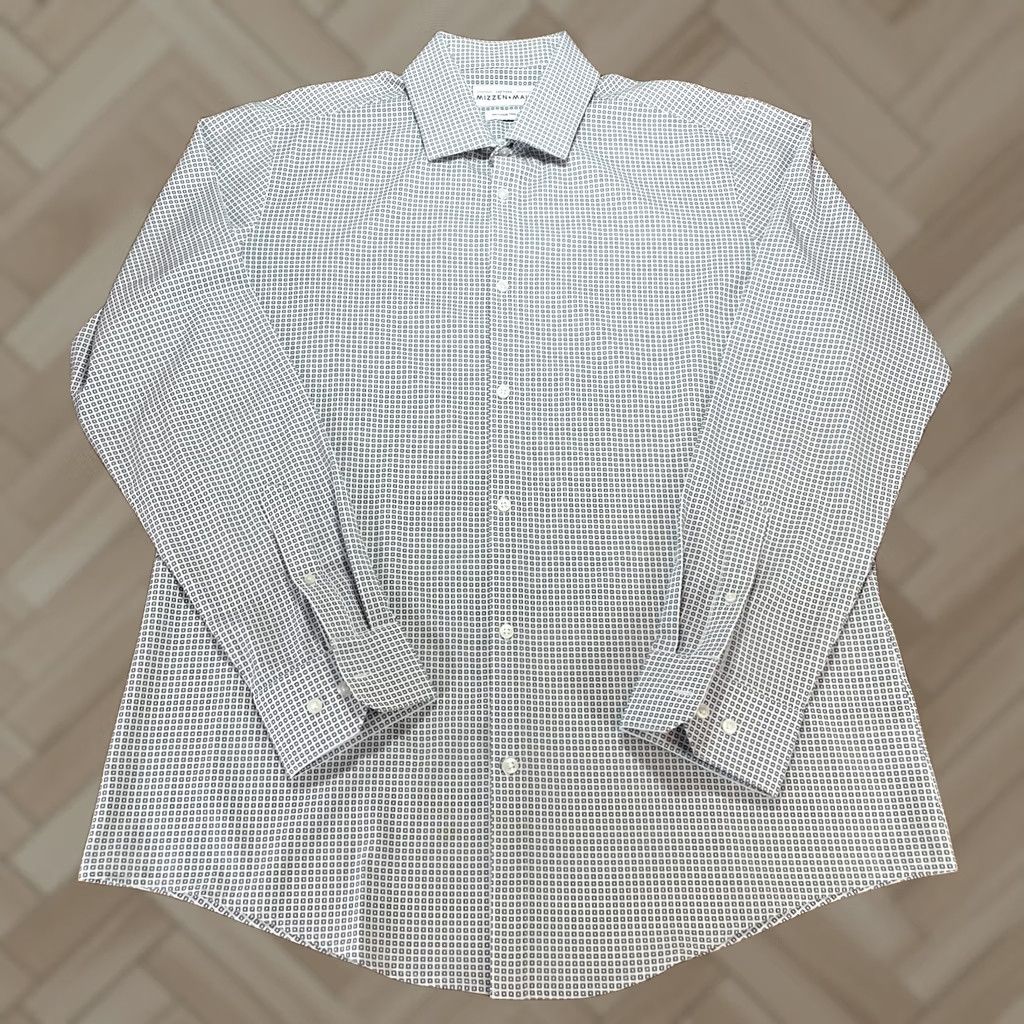 Mizzen+Main Mizzen + Main Shirt Mens 2XL XXL Button Up Stretch White Blue Trim Fit Size US XXL / EU 58 / 5 - 1 Thumbnail