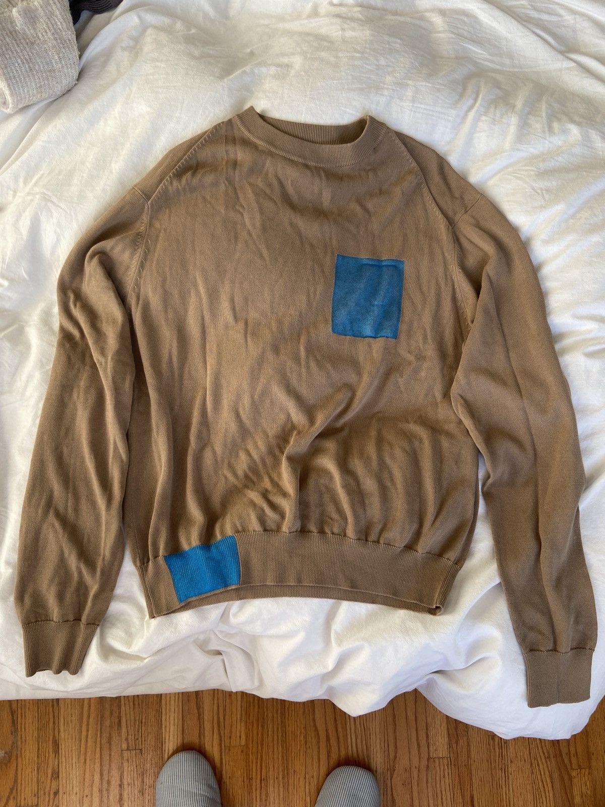 OAMC OAMC Tan and blue patchwork sweaters Size US S / EU 44-46 / 1 - 1 Thumbnail